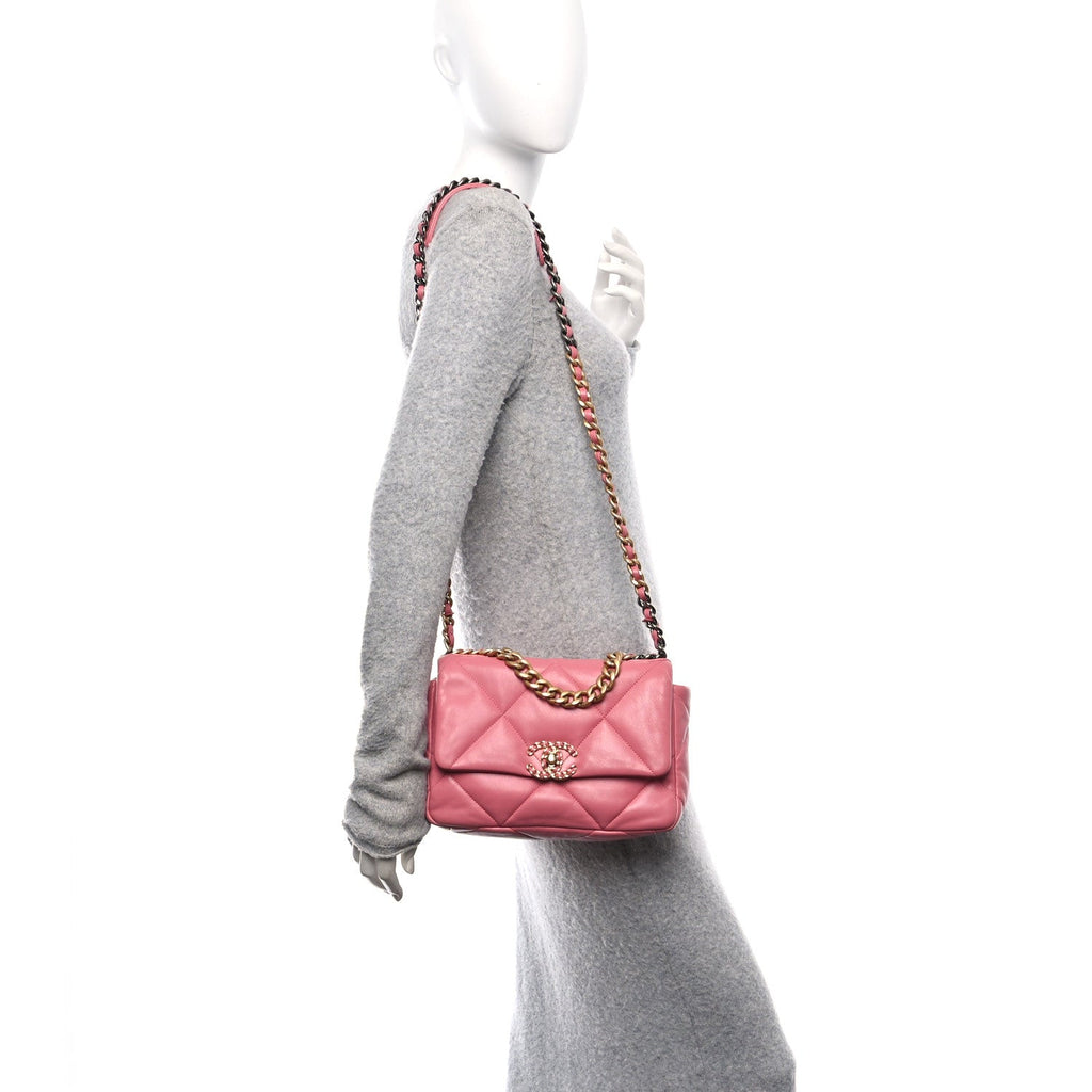 Lambskin Quilted Medium Chanel 19 Flap Pink