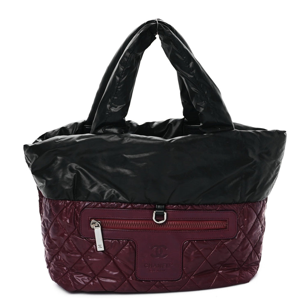 Nylon Quilted Coco Cocoon Reversible Tote Black