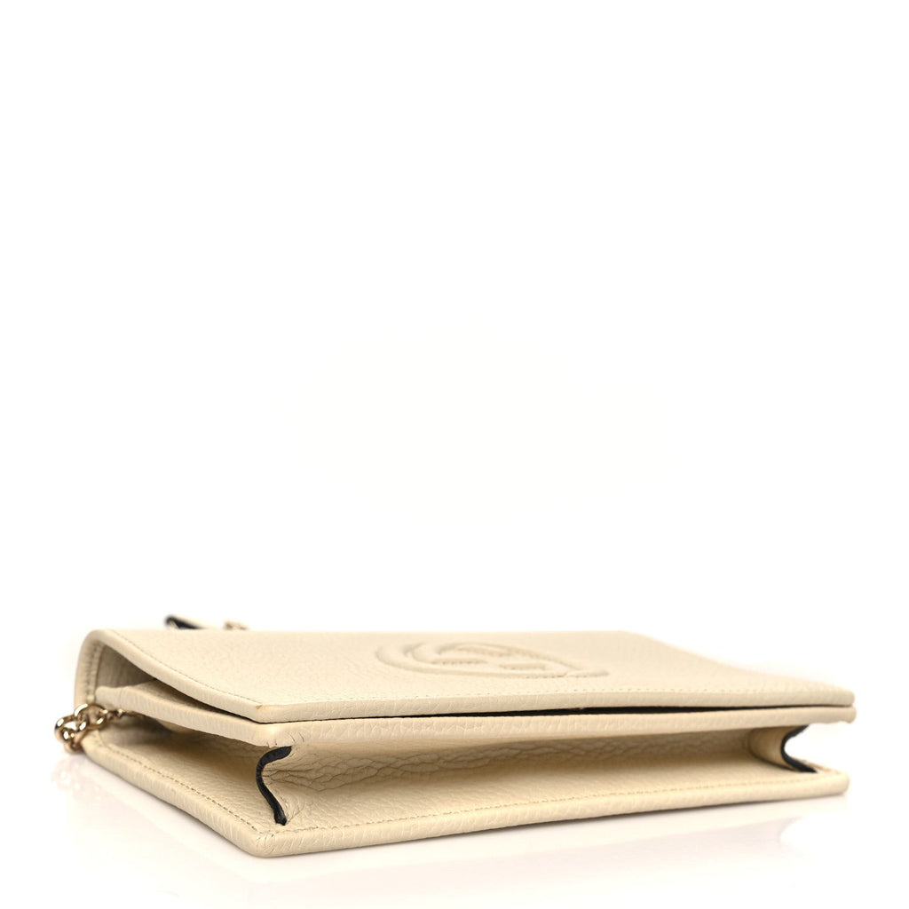 Pebbled Calfskin Soho Wallet on Chain Ivoire