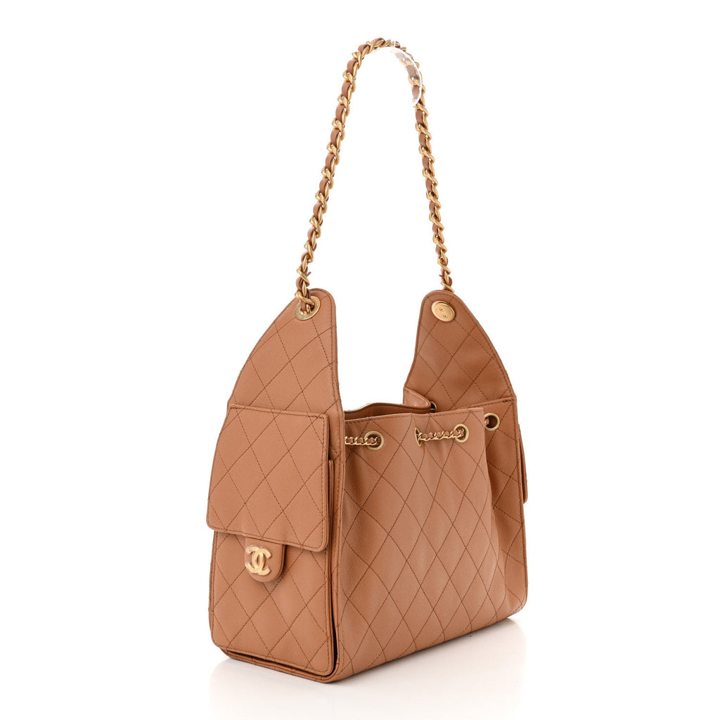 Caviar Quilted Small Chanel 25 Handbag Brown