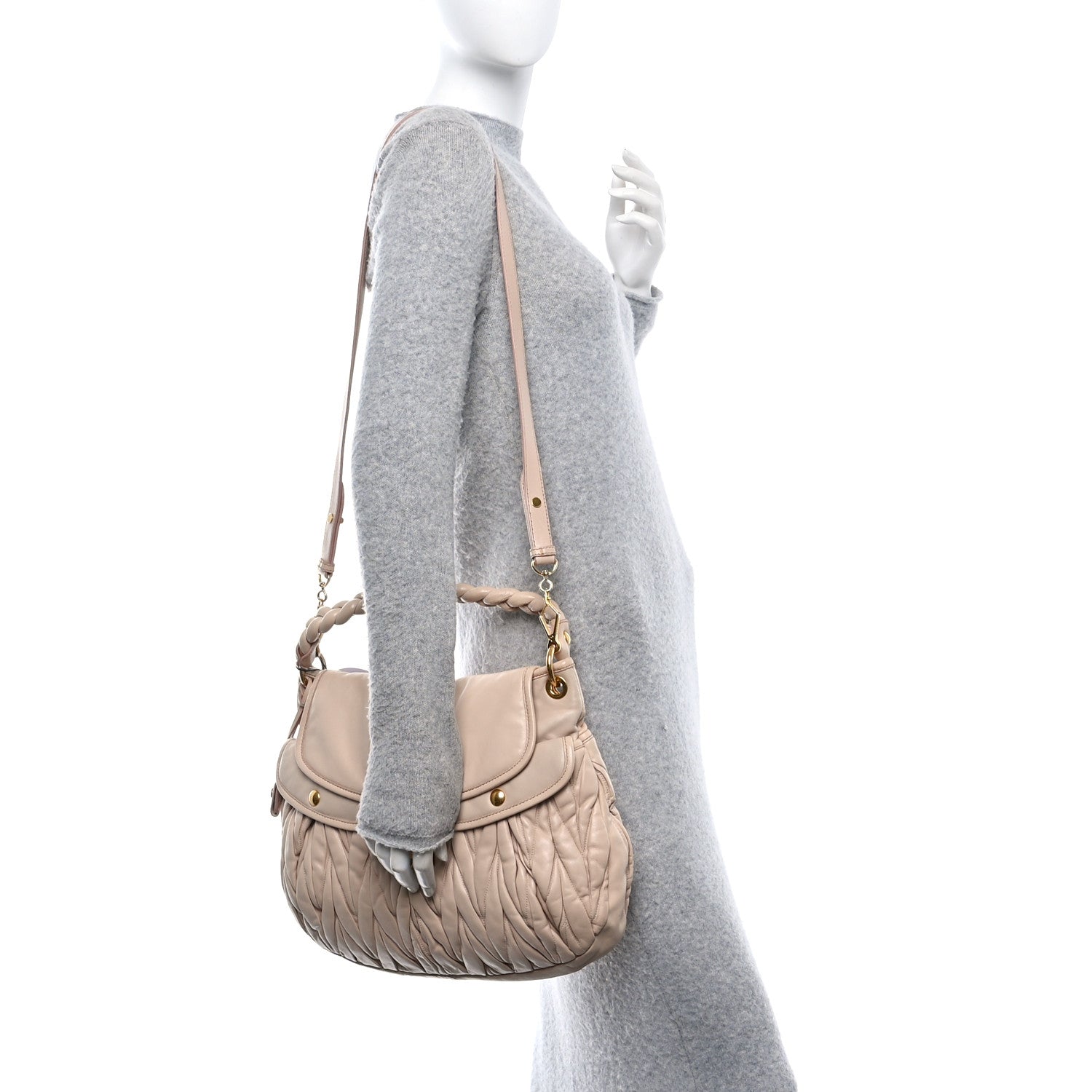 Nappa Matelasse Coffer Hobo Cammeo