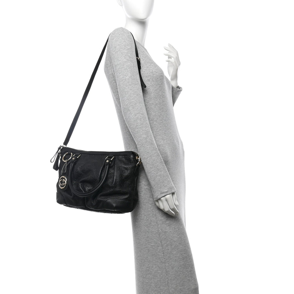 Guccissima Medium Sukey Top Handle Tote Black