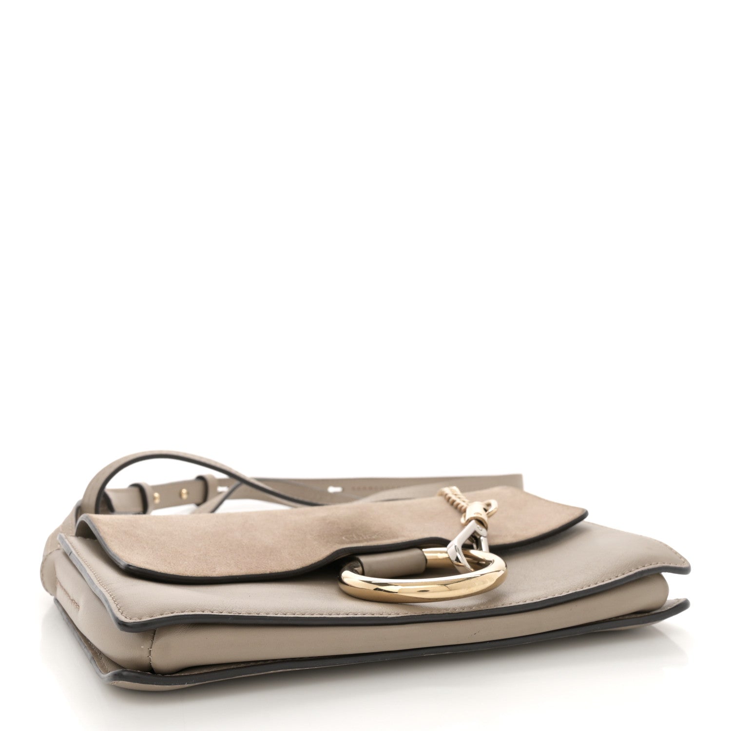 Suede Calfskin Small Faye Shoulder Bag Motty Grey