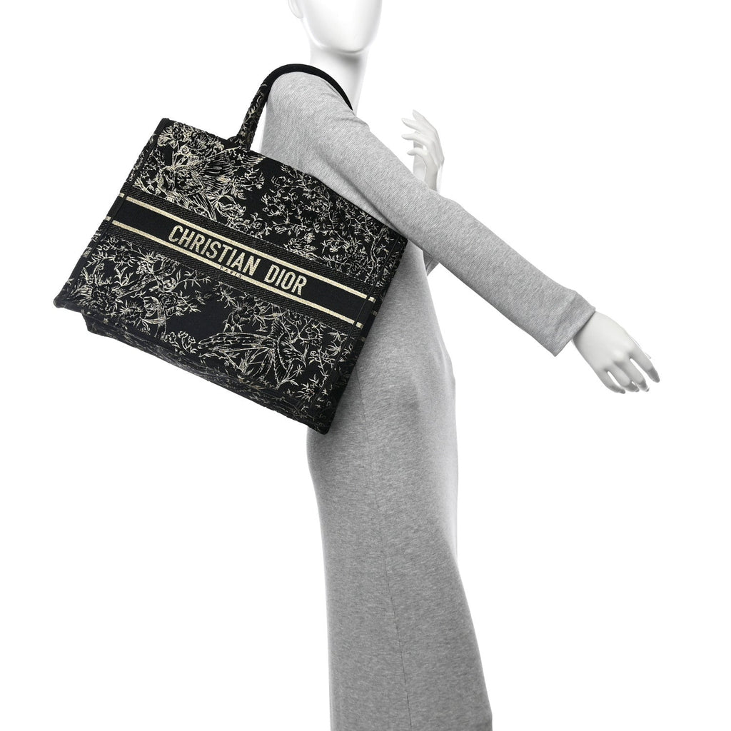 Velvet Jardin d'Hiver Embroidered Large Book Tote Black Gold
