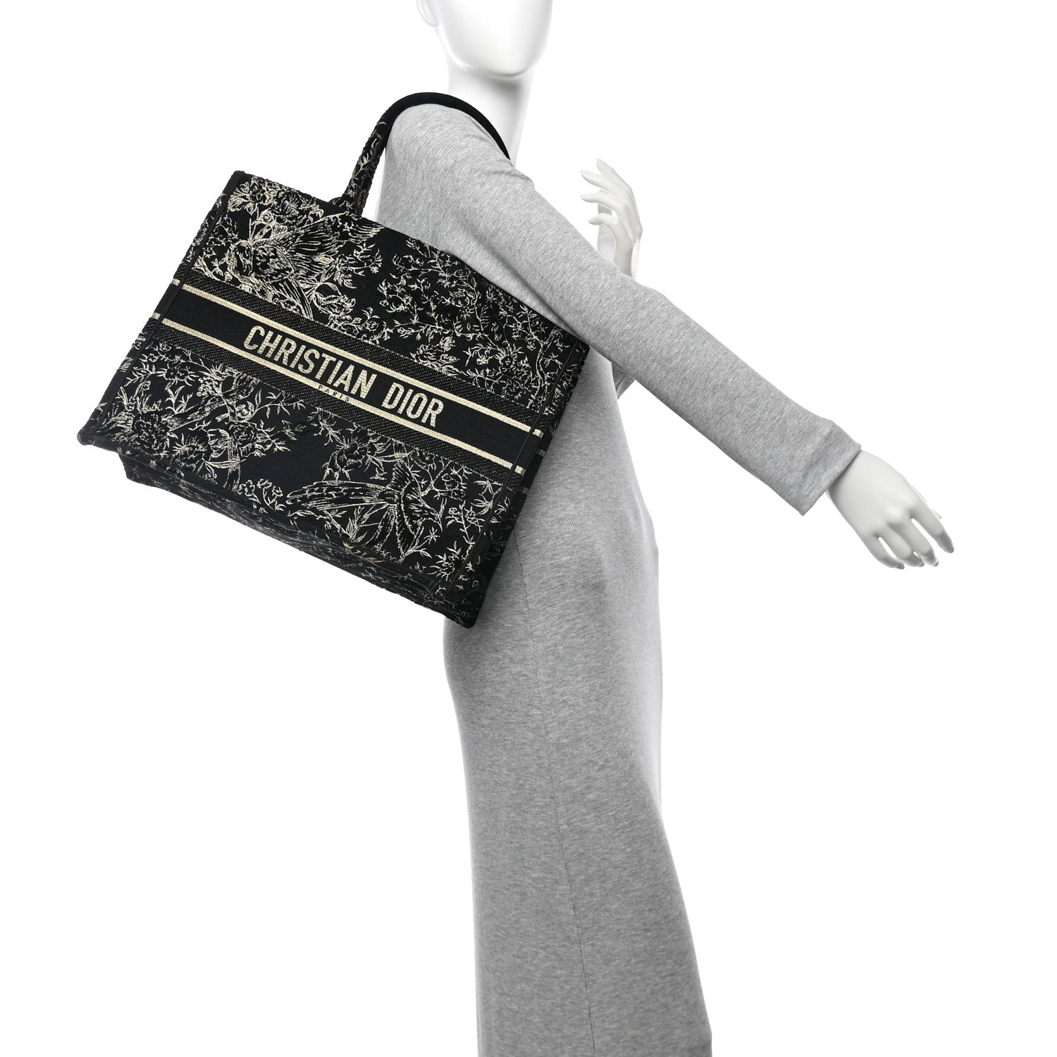 Velvet Jardin d'Hiver Embroidered Large Book Tote Black Gold