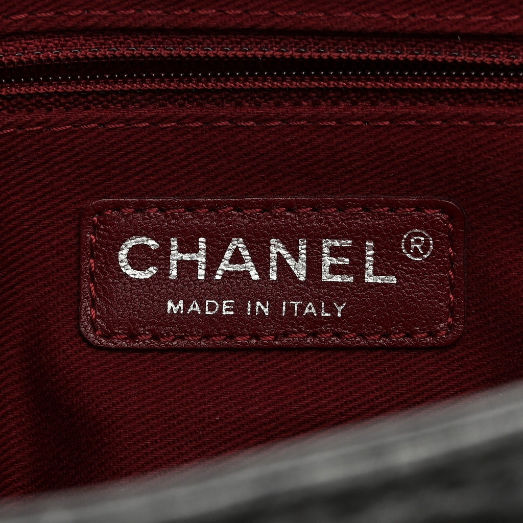 Aged Calfskin Quilted Medium Pondichery Flap Dark Grey