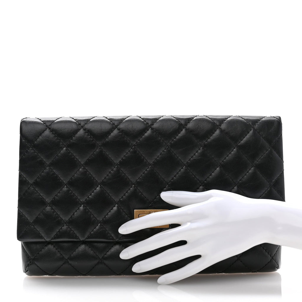 Aged Calfskin Quilted Reissue 2.55 Clutch Black