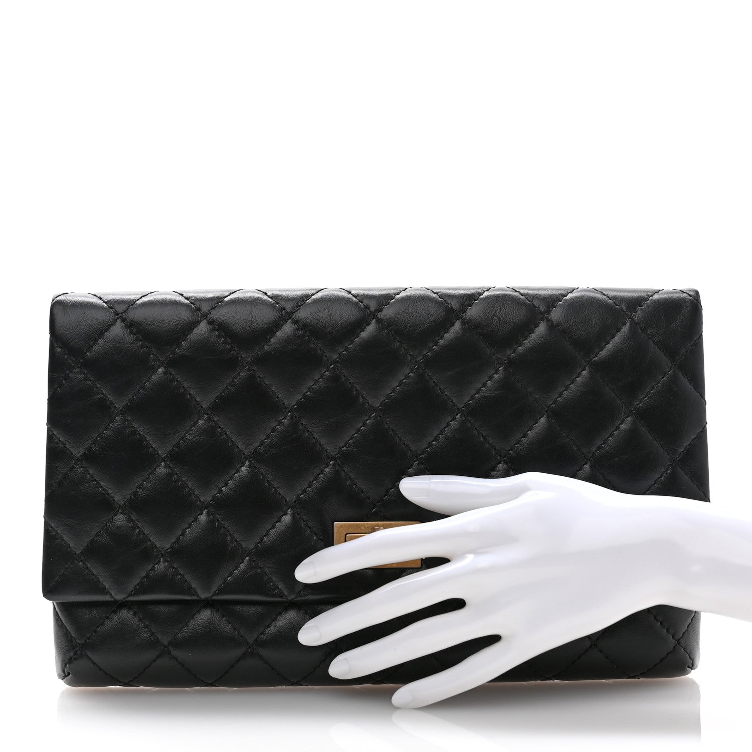 Aged Calfskin Quilted Reissue 2.55 Clutch Black