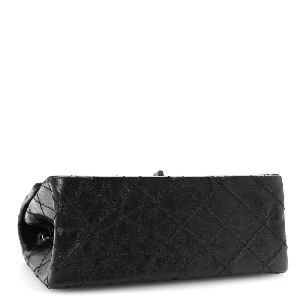 Aged Calfskin Quilted 2.55 Reissue Mini Flap So Black