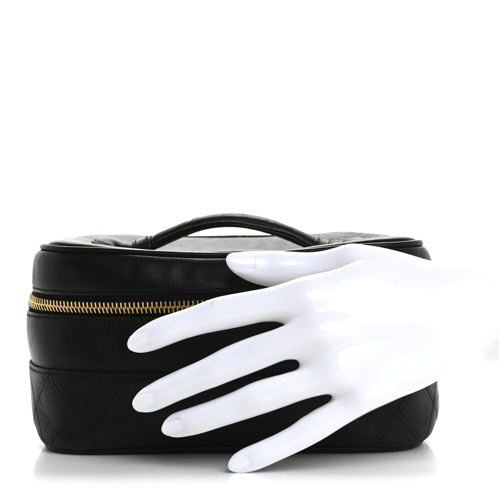 Lambskin Vanity Cosmetic Case Black