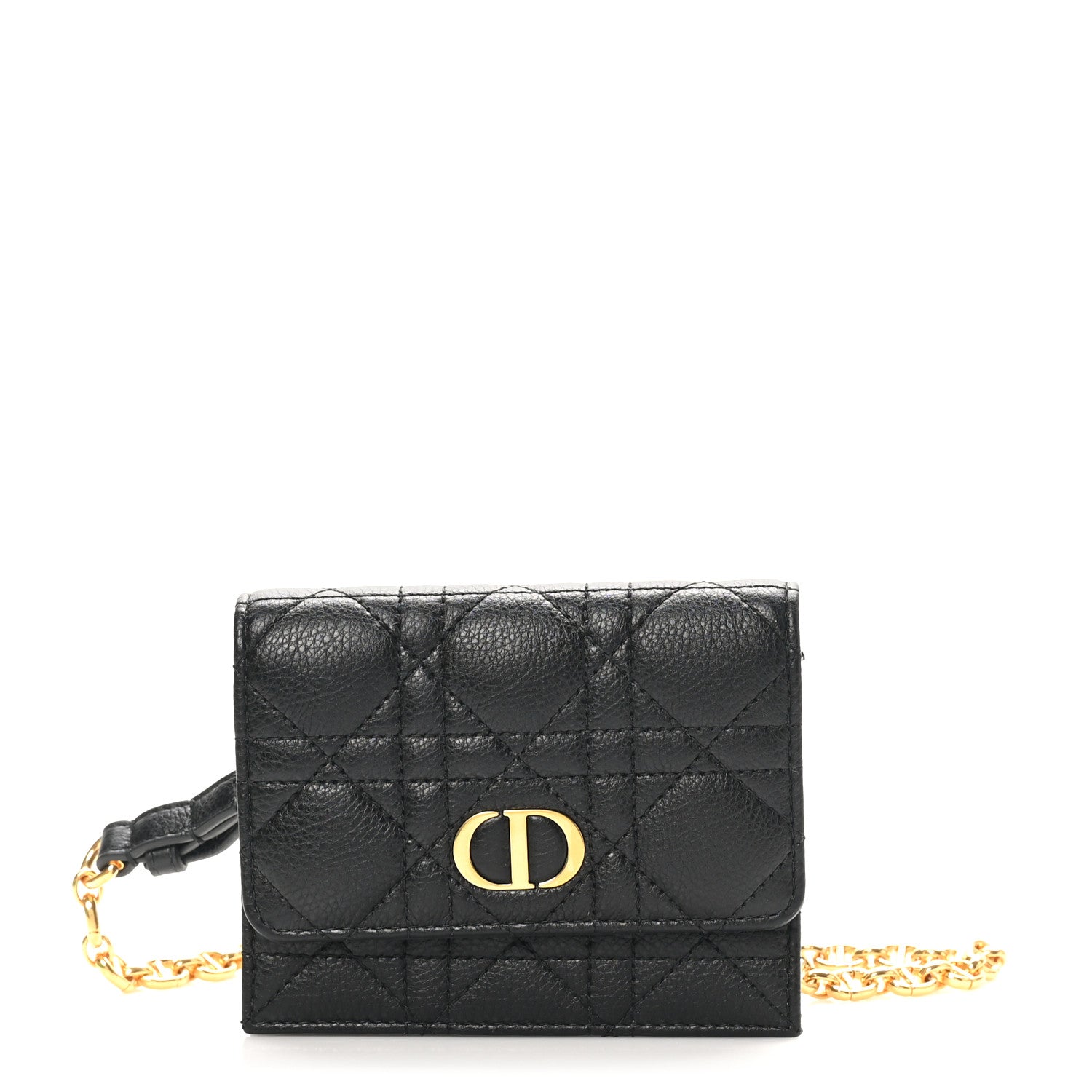 Calfskin Cannage Mini Caro Belt Pouch Black