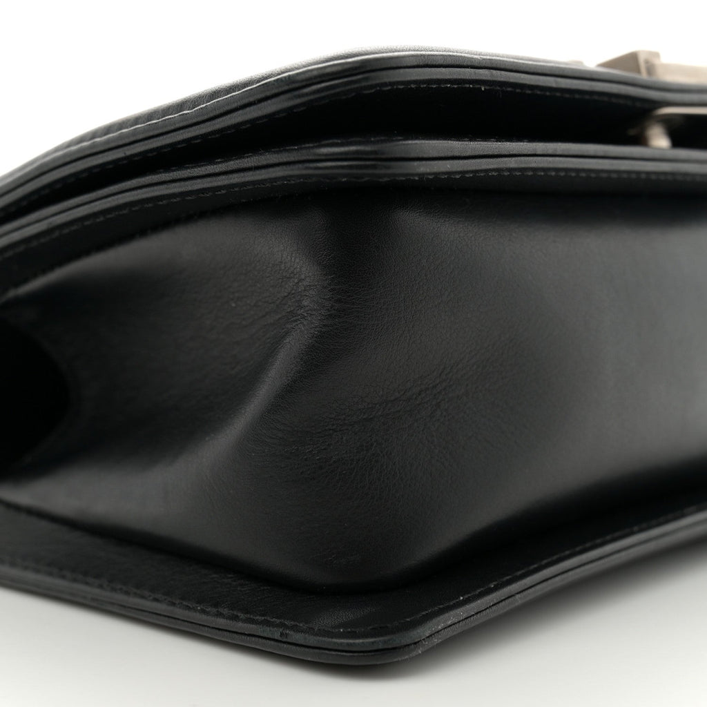 Matte Snakeskin Calfskin Small Boy Flap Black