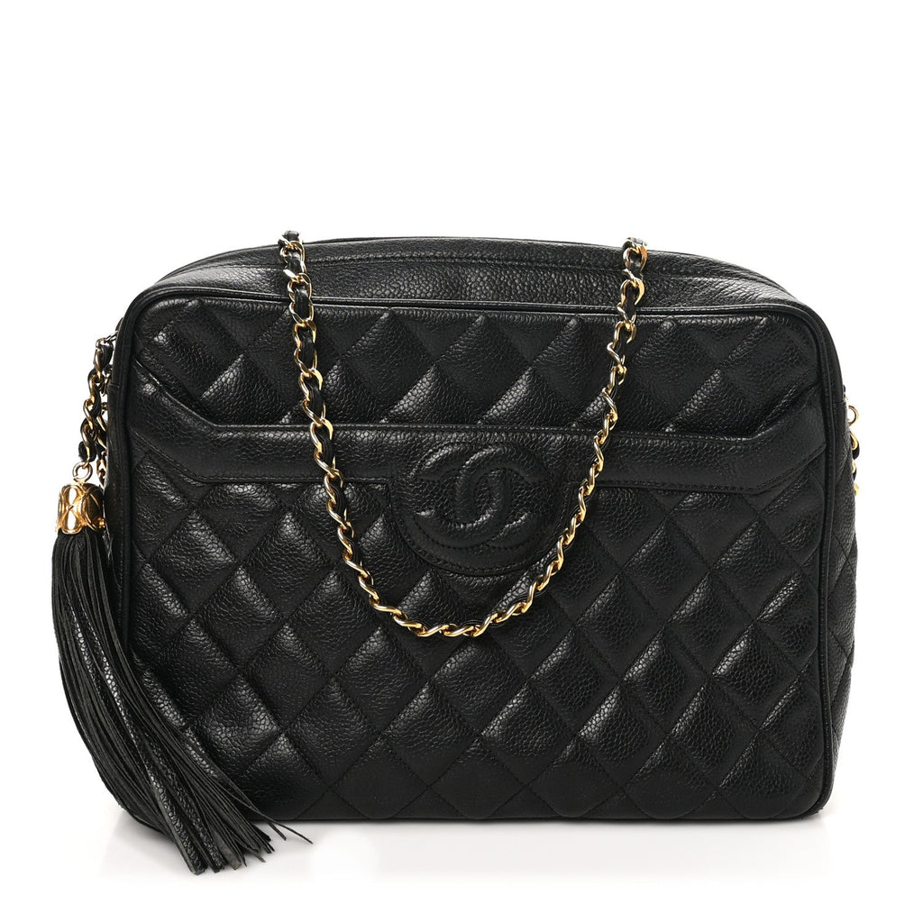 Caviar Quilted Camera Case Black