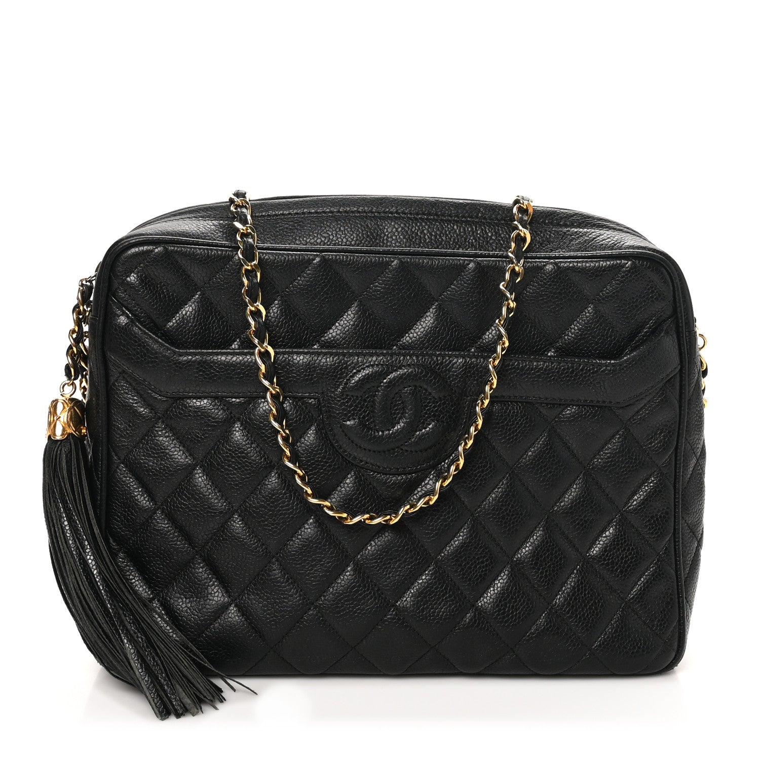 Caviar Quilted Camera Case Black