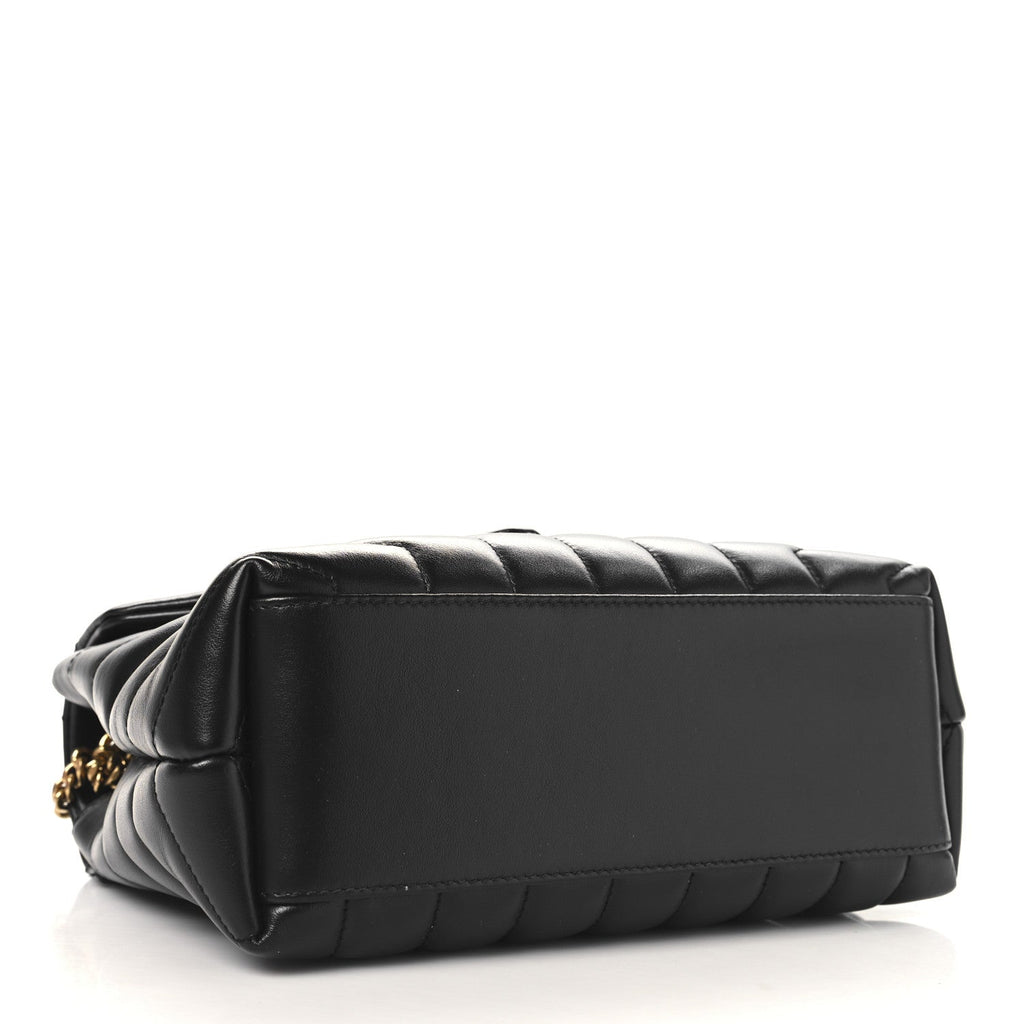 Calfskin Y Quilted Monogram Small Loulou Chain Satchel Black