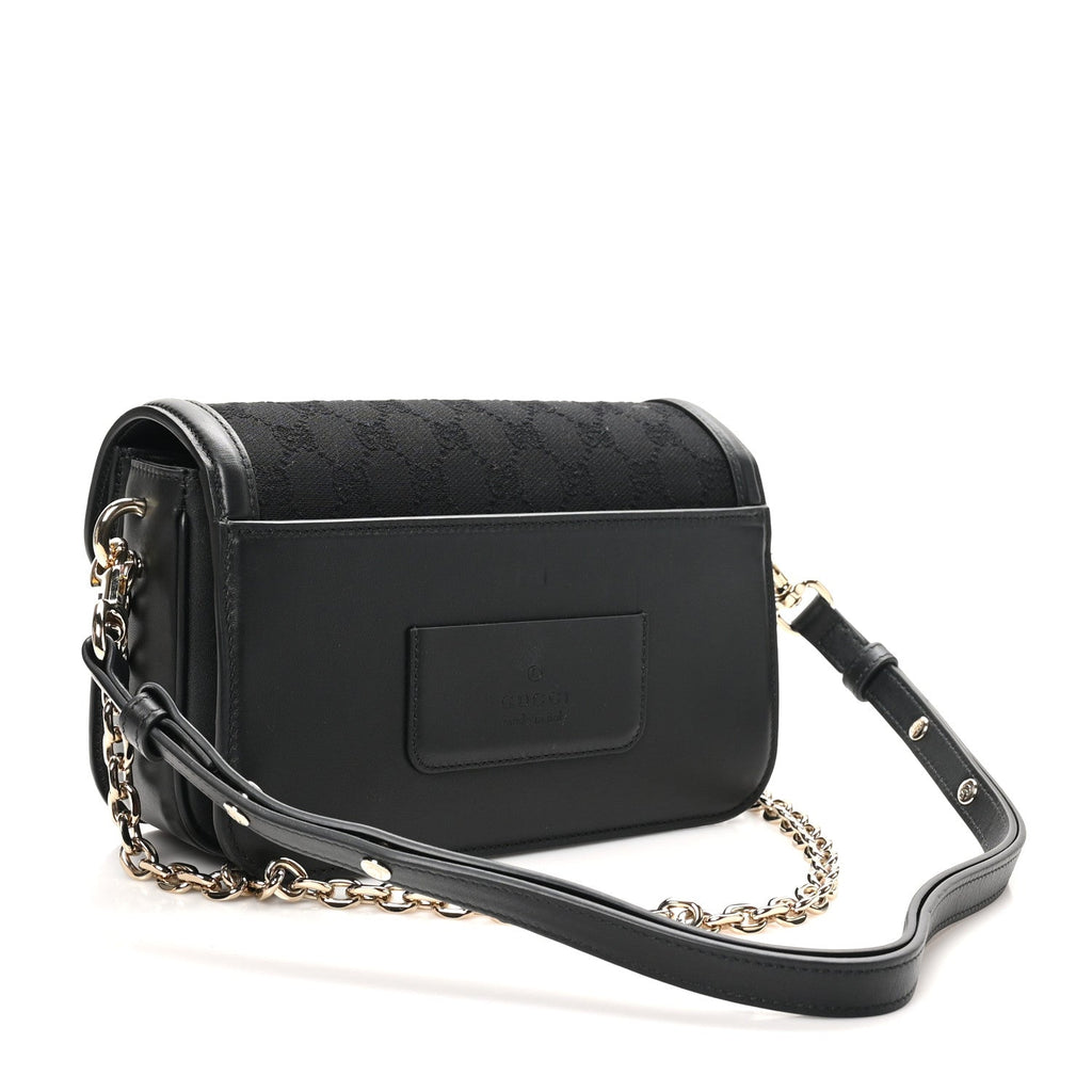 Crepe Wool Silk GG Monogram Go Small Shoulder Bag Black