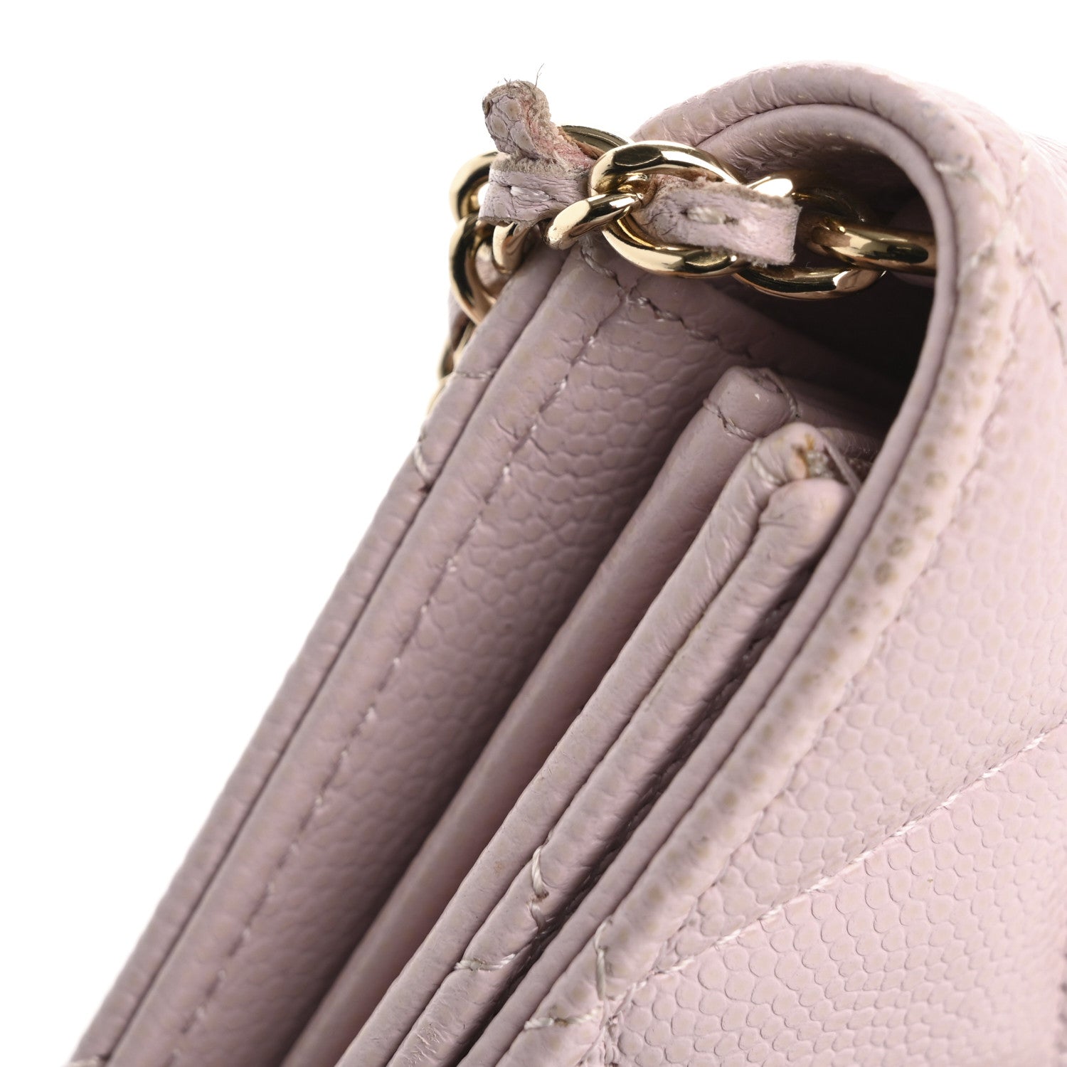Caviar Quilted Coco Candy  Holder On Chain Light Pink