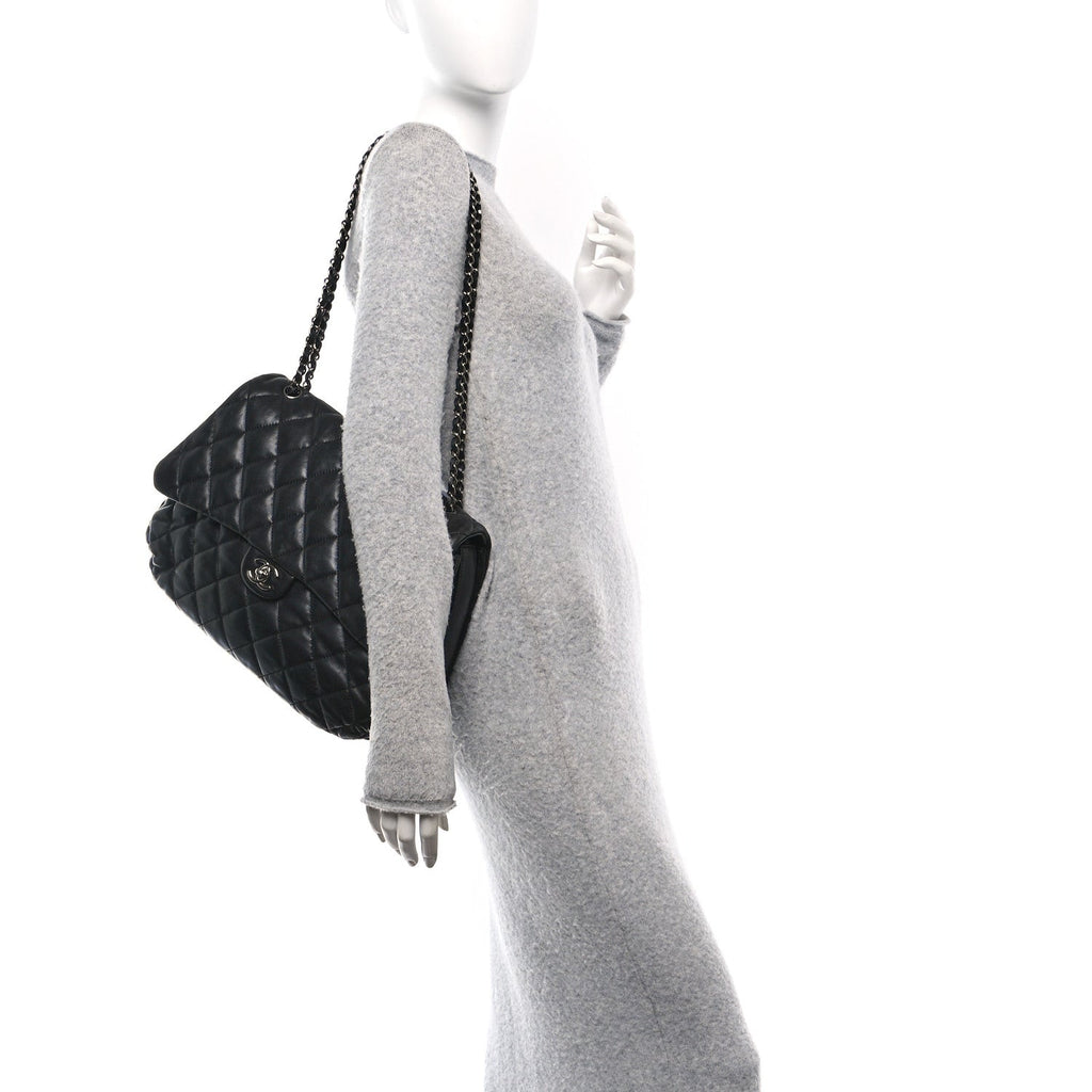 Lambskin Quilted Chanel 3 Maxi Flap Bag Black