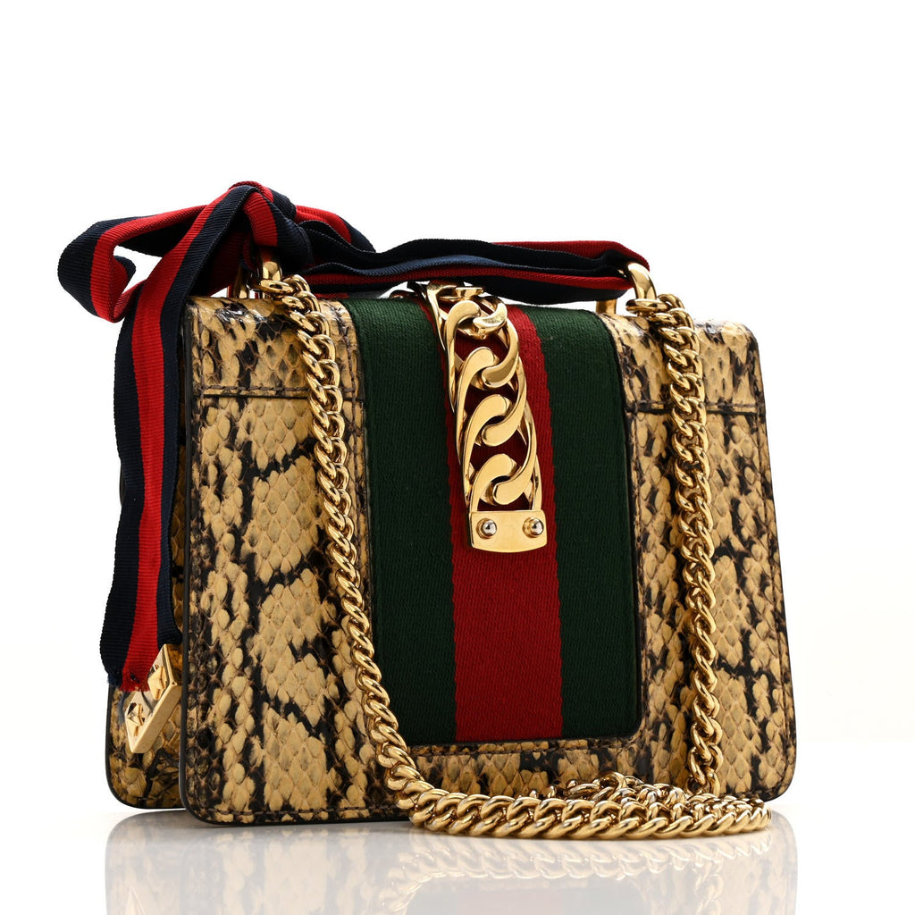 Snakeskin Mini Sylvie Chain Shoulder Bag Roccia