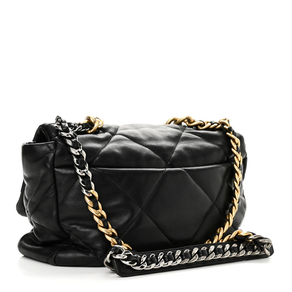 Lambskin Quilted Large Chanel 19 Flap Black