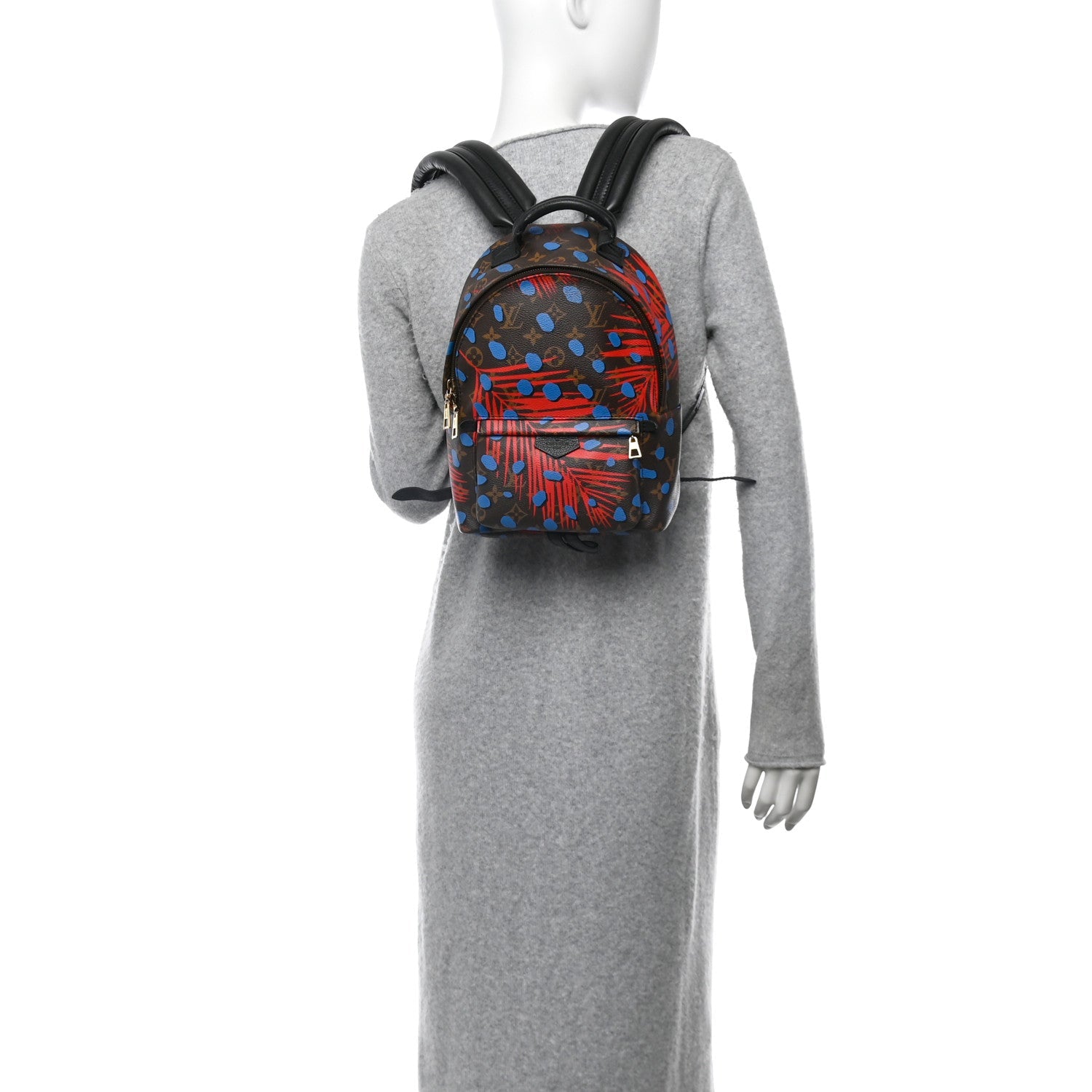 Monogram Jungle Dots Palm Springs Backpack PM Coquelicot Denim