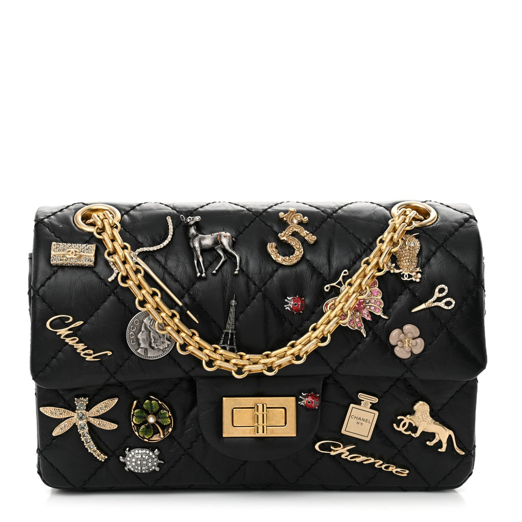 Aged Calfskin Lucky Charms 2.55 Reissue 224 Flap Black