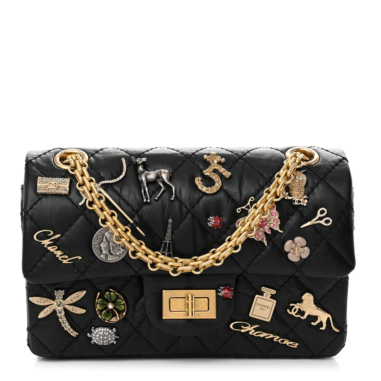 Aged Calfskin Lucky Charms 2.55 Reissue 224 Flap Black