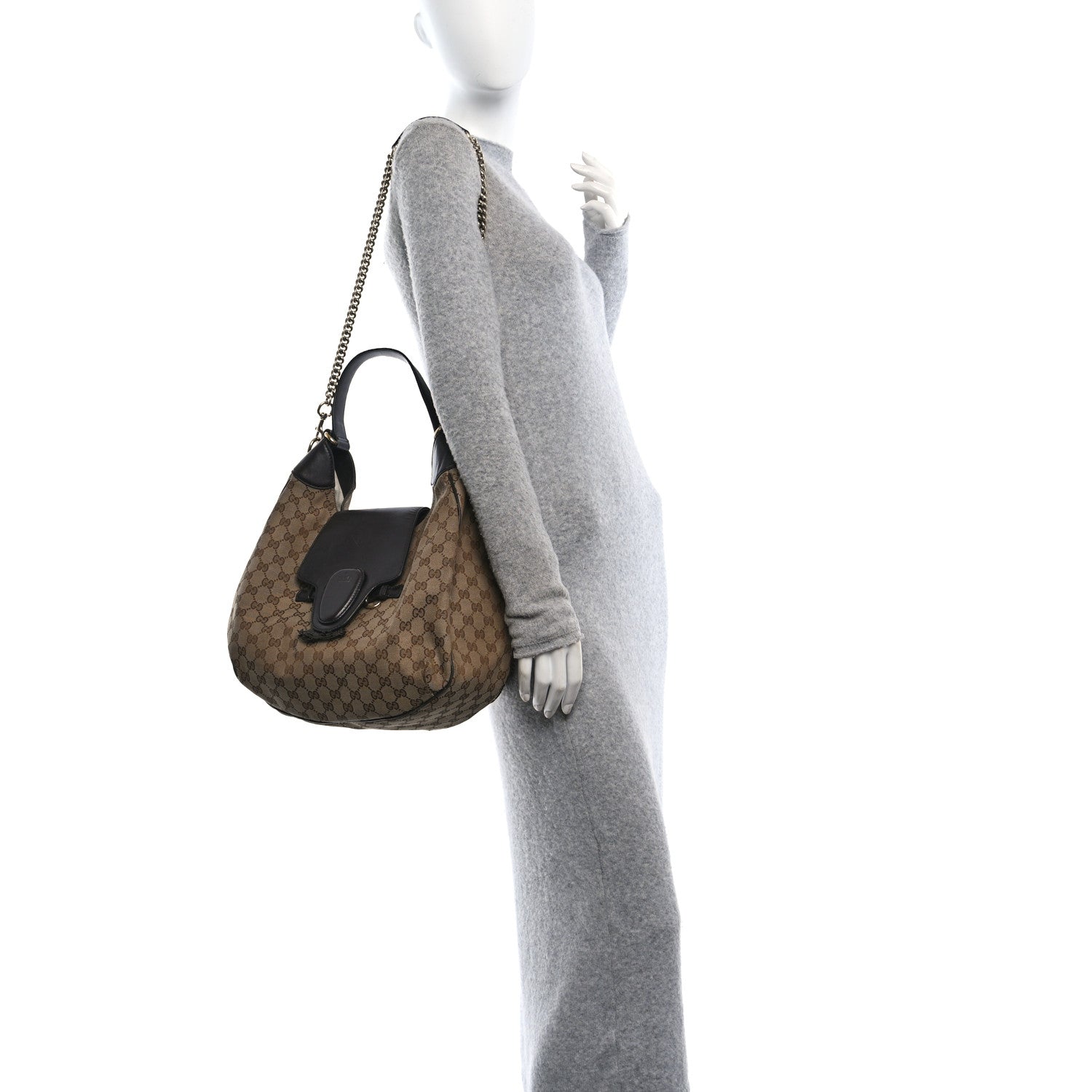 Monogram Margaux Calfskin Medium Emily Hobo Beige Ebony Cocoa
