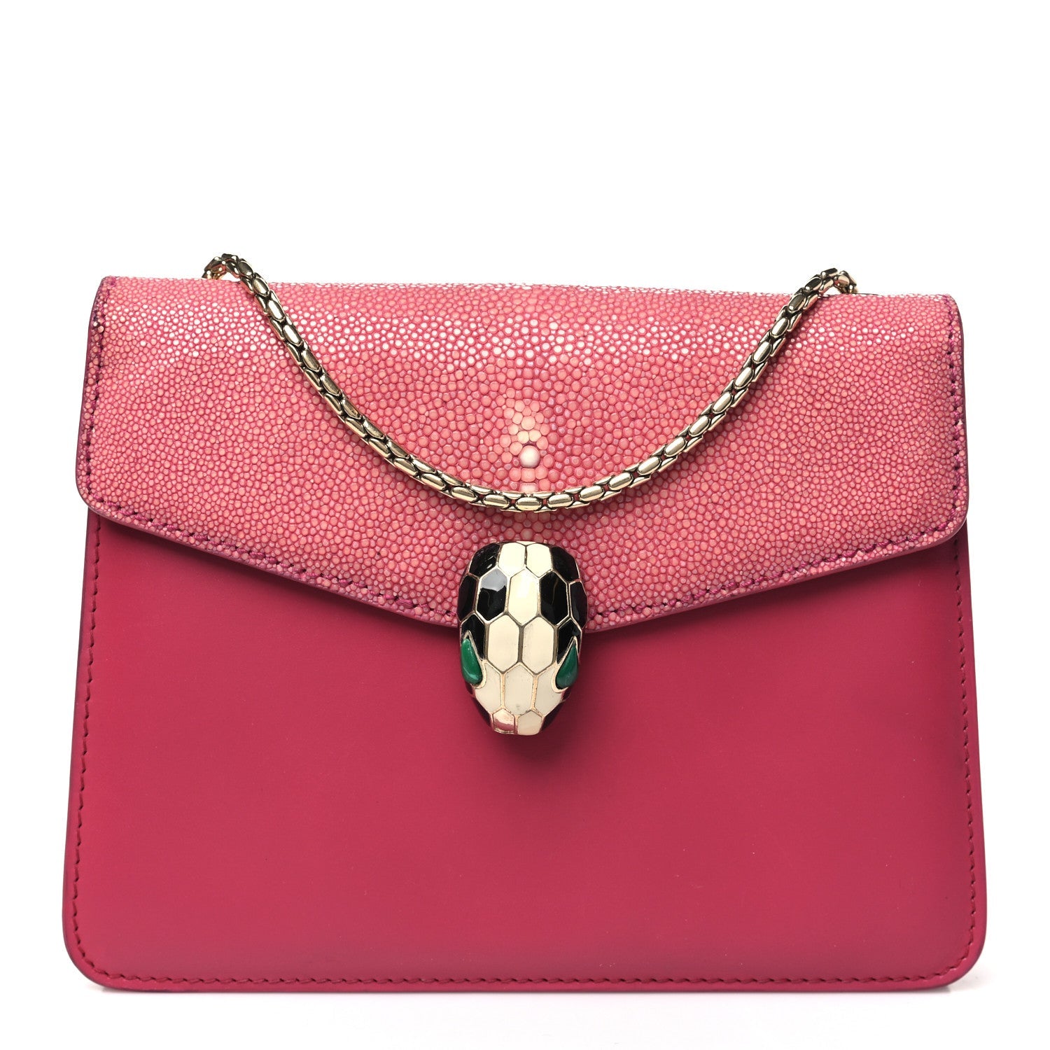 Calfskin Galuchat Serpenti Forever Crossbody Bag Pink