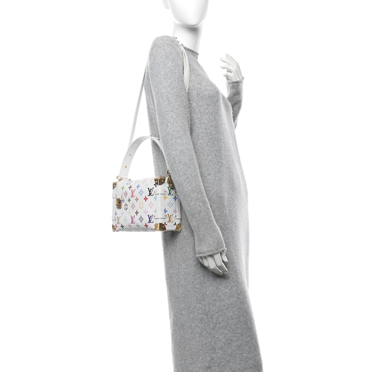LV x TM Cowhide Monogram Multicolor Side Trunk MM White