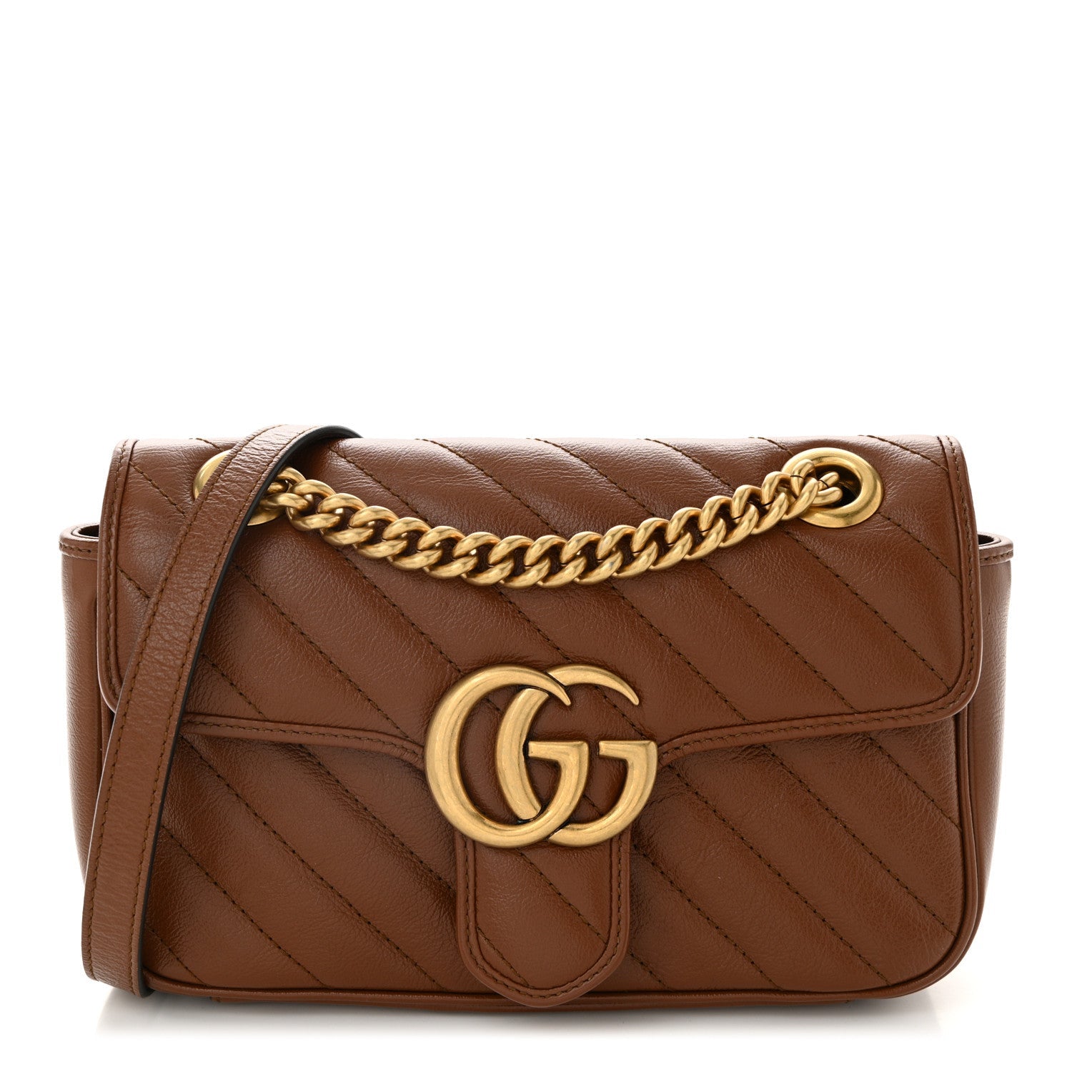 Azalea Calfskin Matelasse Diagonal Mini GG Marmont Shoulder Bag Cuir