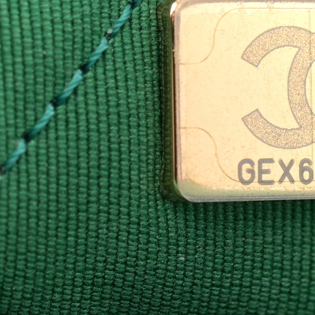 Caviar Quilted Mini CC Flap Green