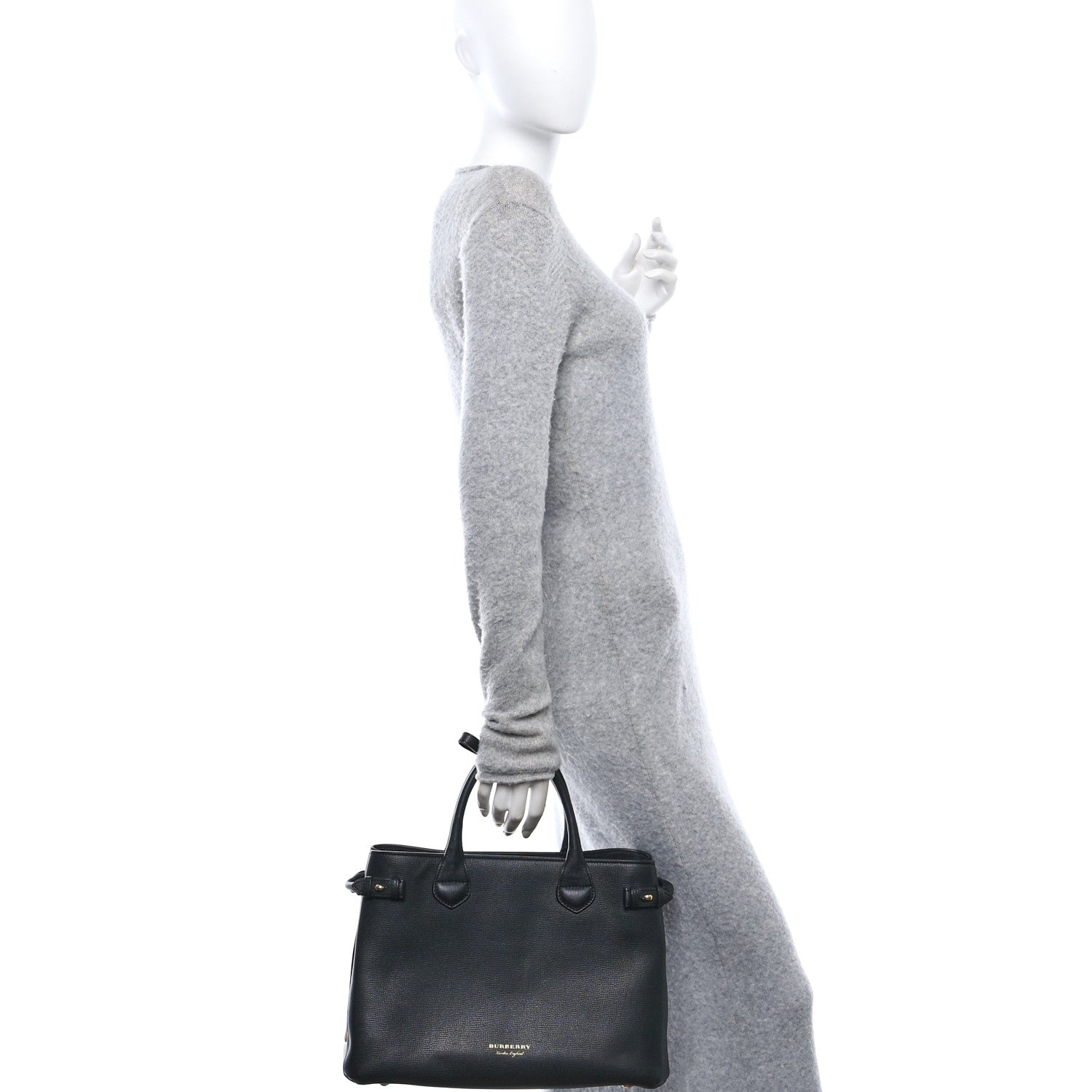 Derby Calfskin House Check Medium Banner Tote Black