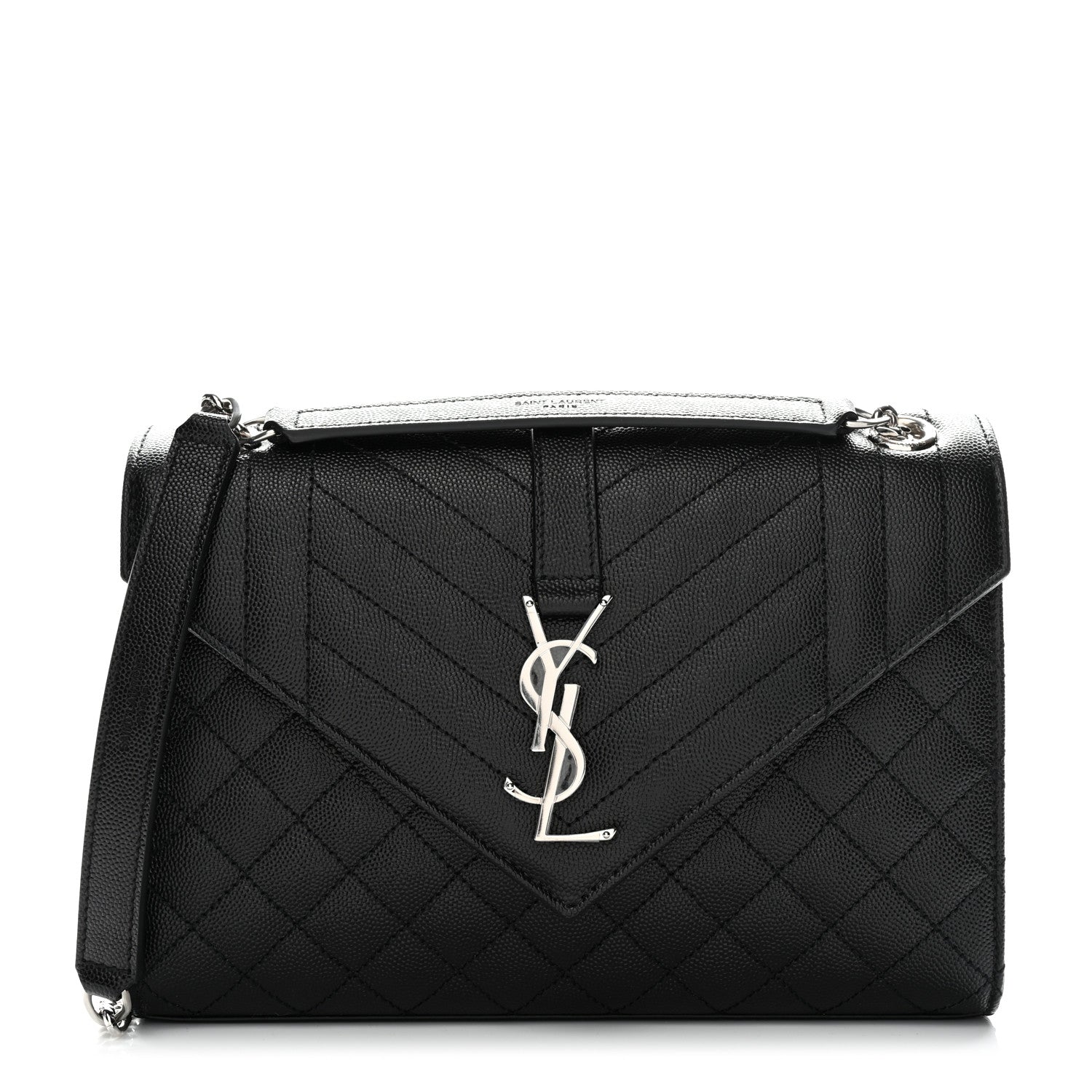 Grain De Poudre Textured Mixed Matelasse Triquilt Medium Monogram Satchel Black