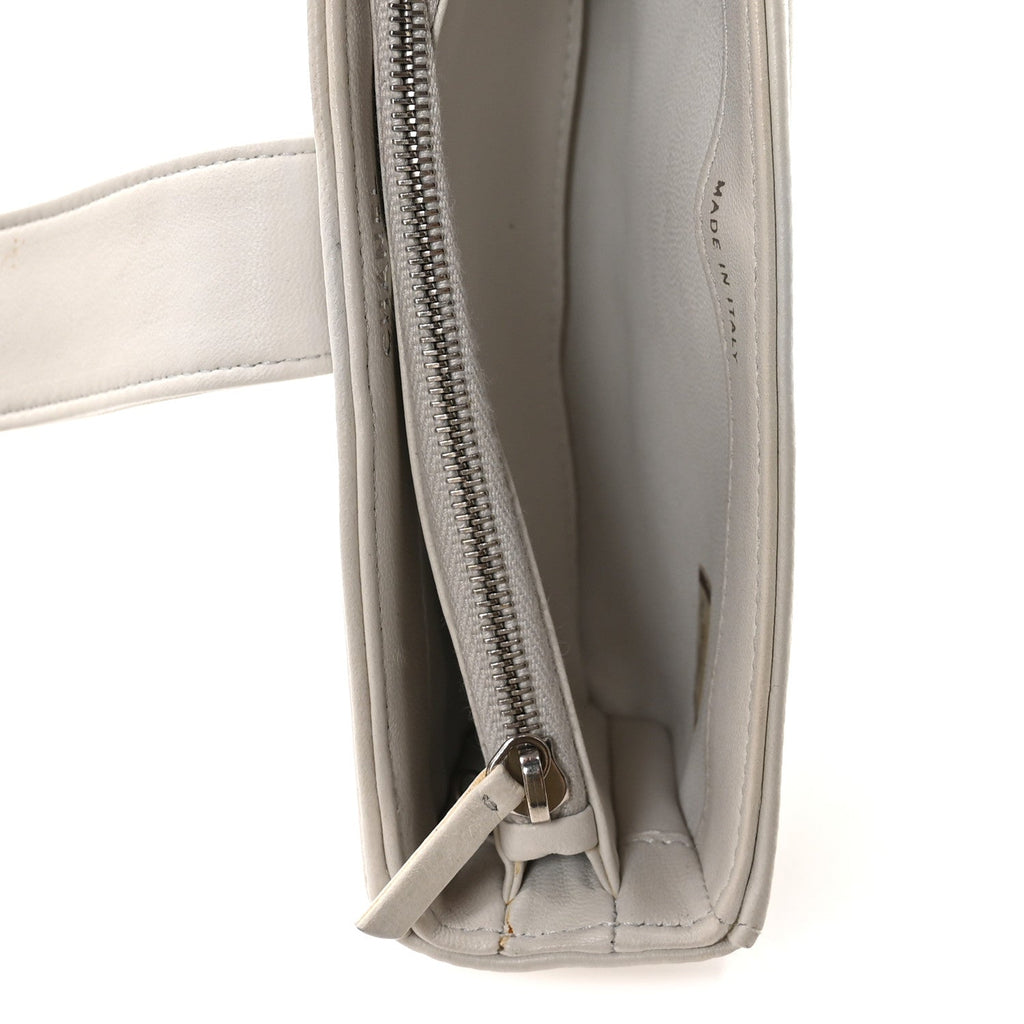 Metallic Galuchat Stingray Lambskin Mini Clutch With Removable Chain Silver
