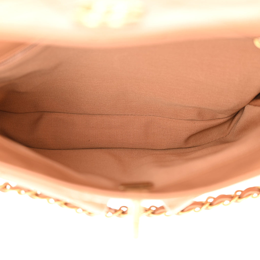Shiny Calfskin Quilted Supple Twins Small Hobo Bag Brown