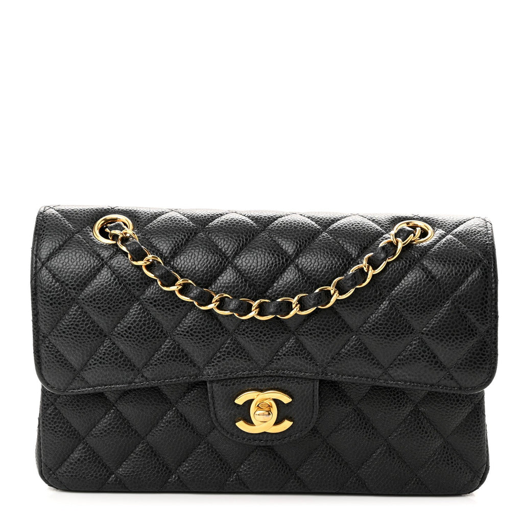Caviar Quilted Small Double Flap Black