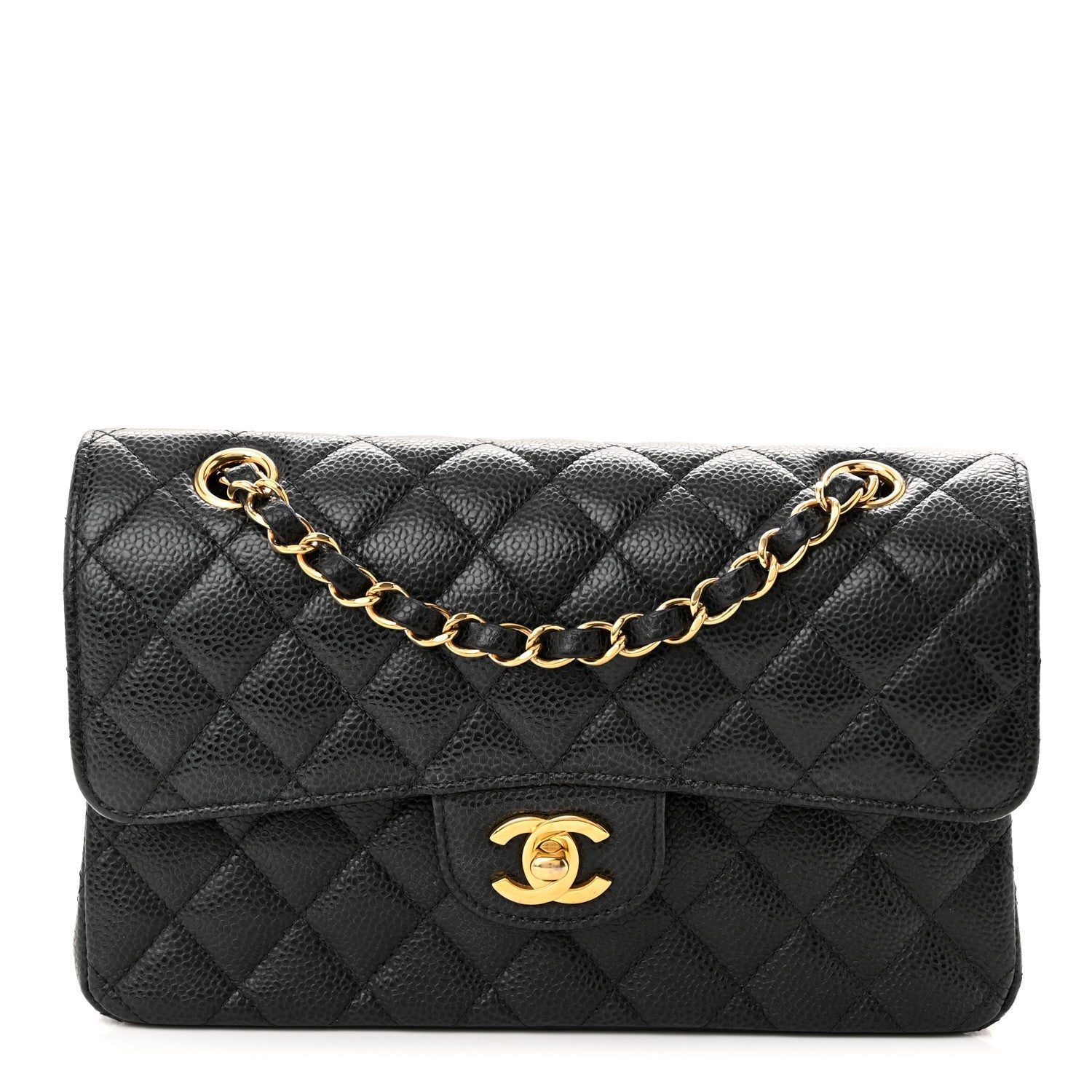 Caviar Quilted Small Double Flap Black