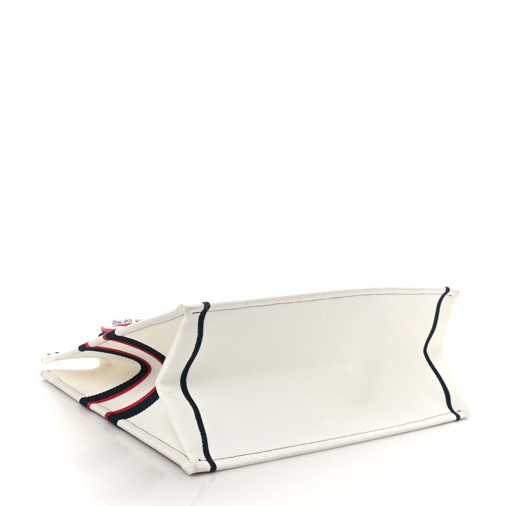 Canvas Embroidered Large Dioralps Book Tote White