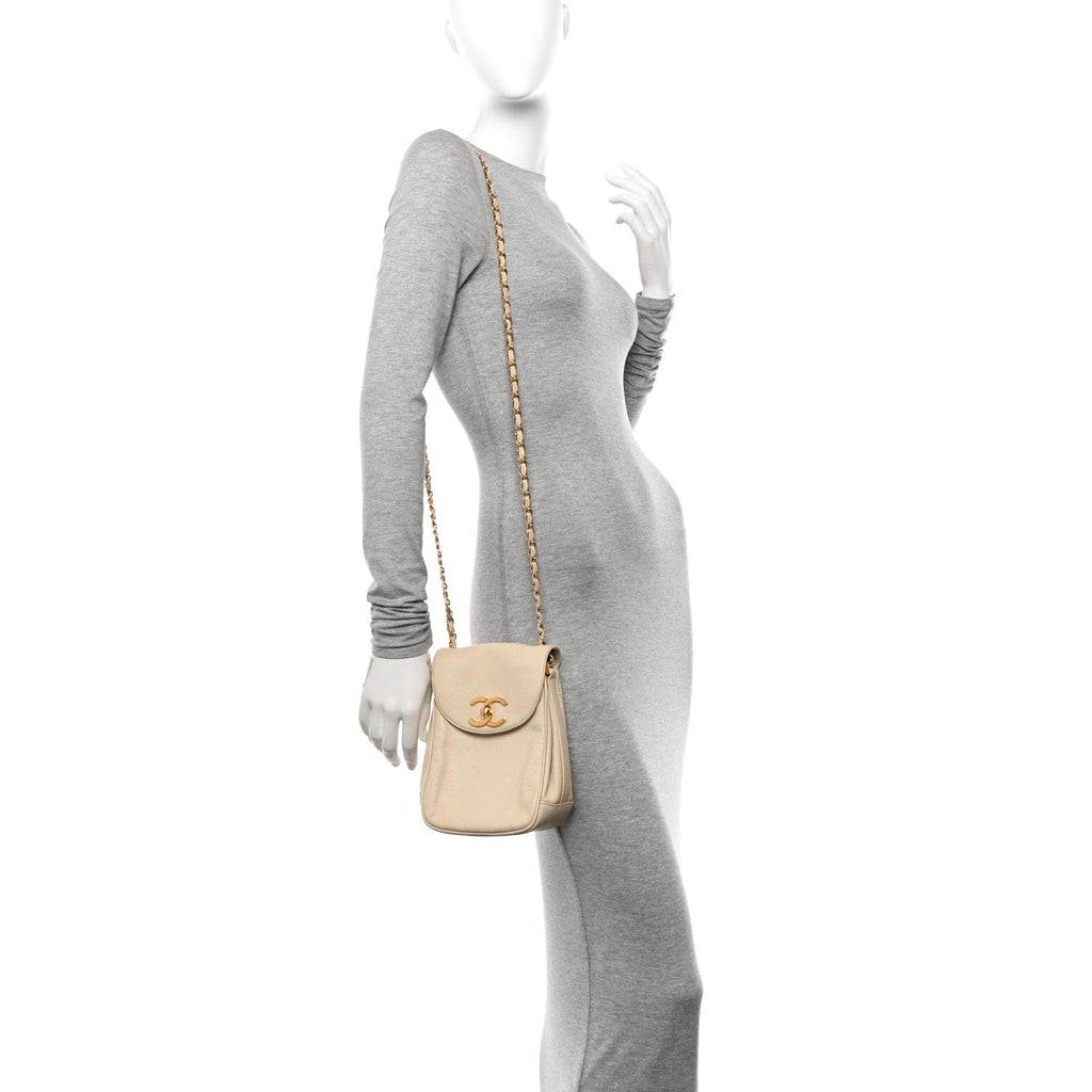 Caviar Vertical Chain Crossbody Ivory