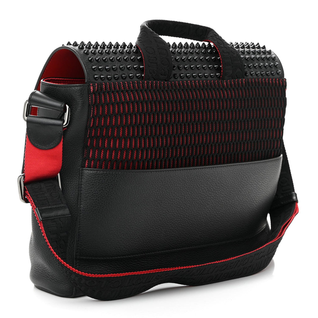 Calfskin Spikes Loubiclic Messenger Black