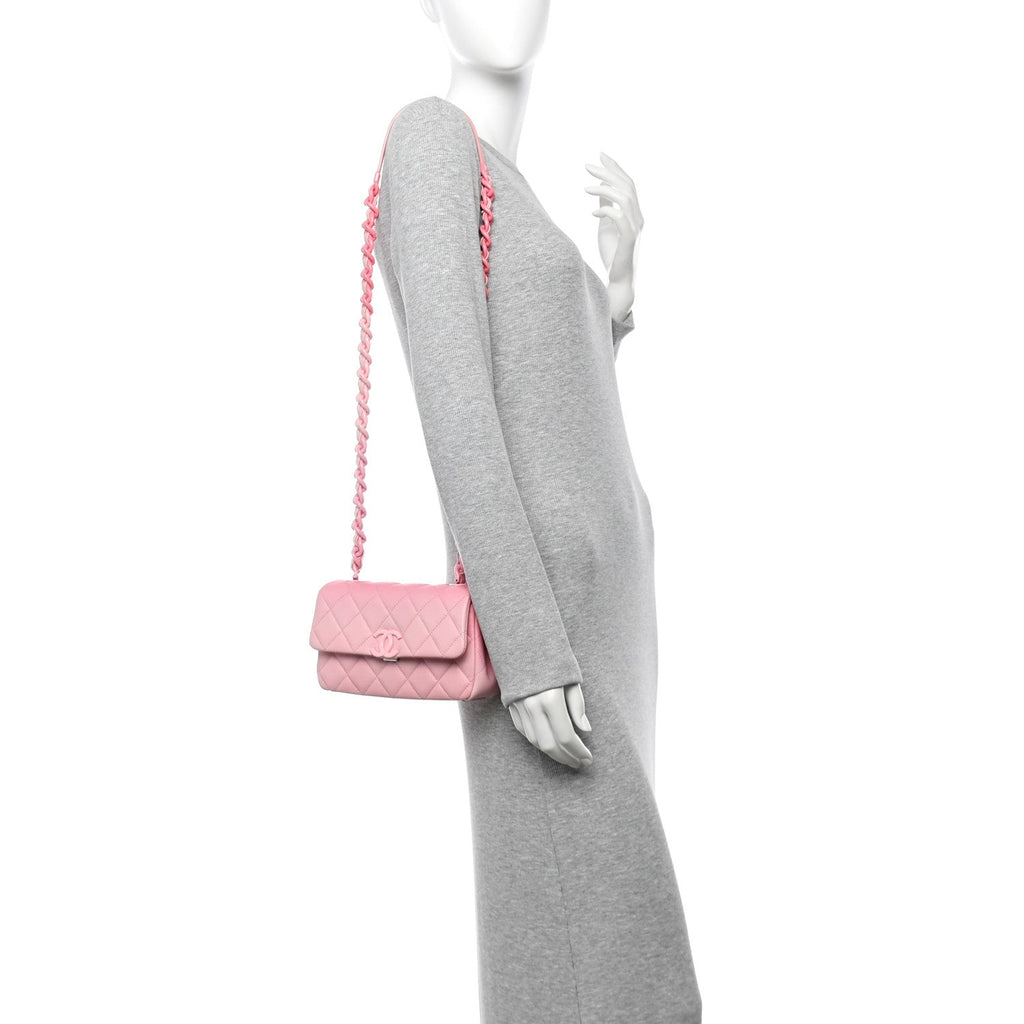 Shaded Caviar Quilted My Everything Small Flap Pink Light Pink