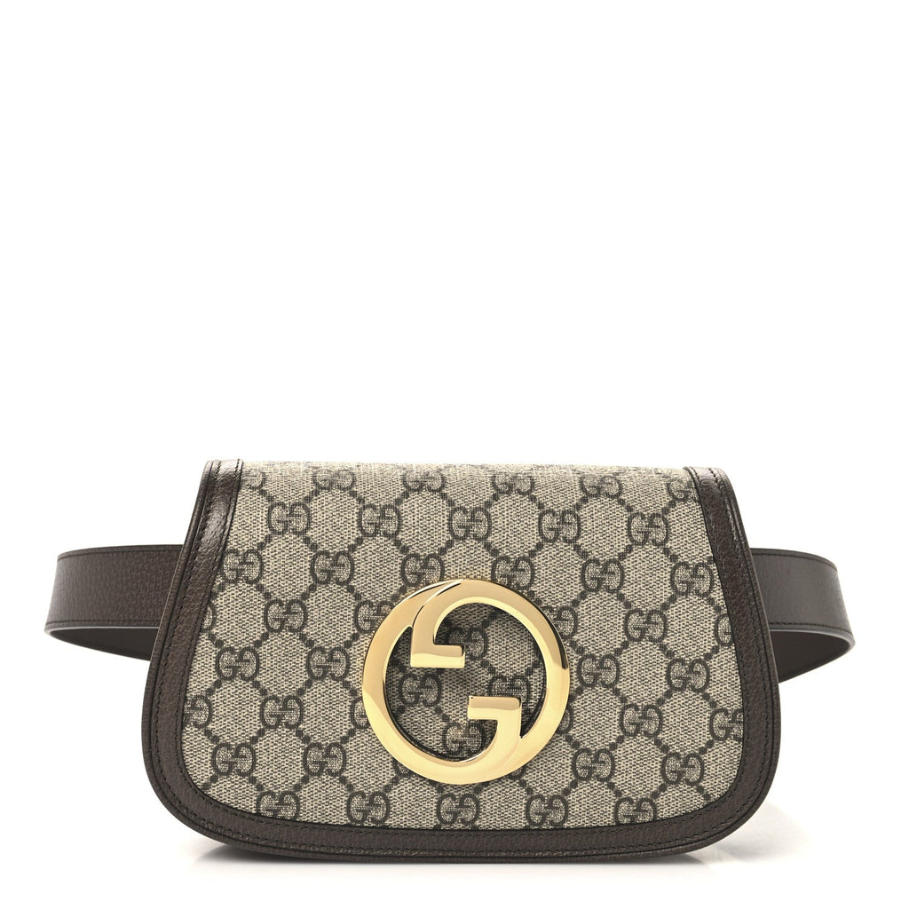 GG Supreme Monogram Textured Dollar Calfskin Blondie Belt Bag 95 38  Beige Ebony New Acero