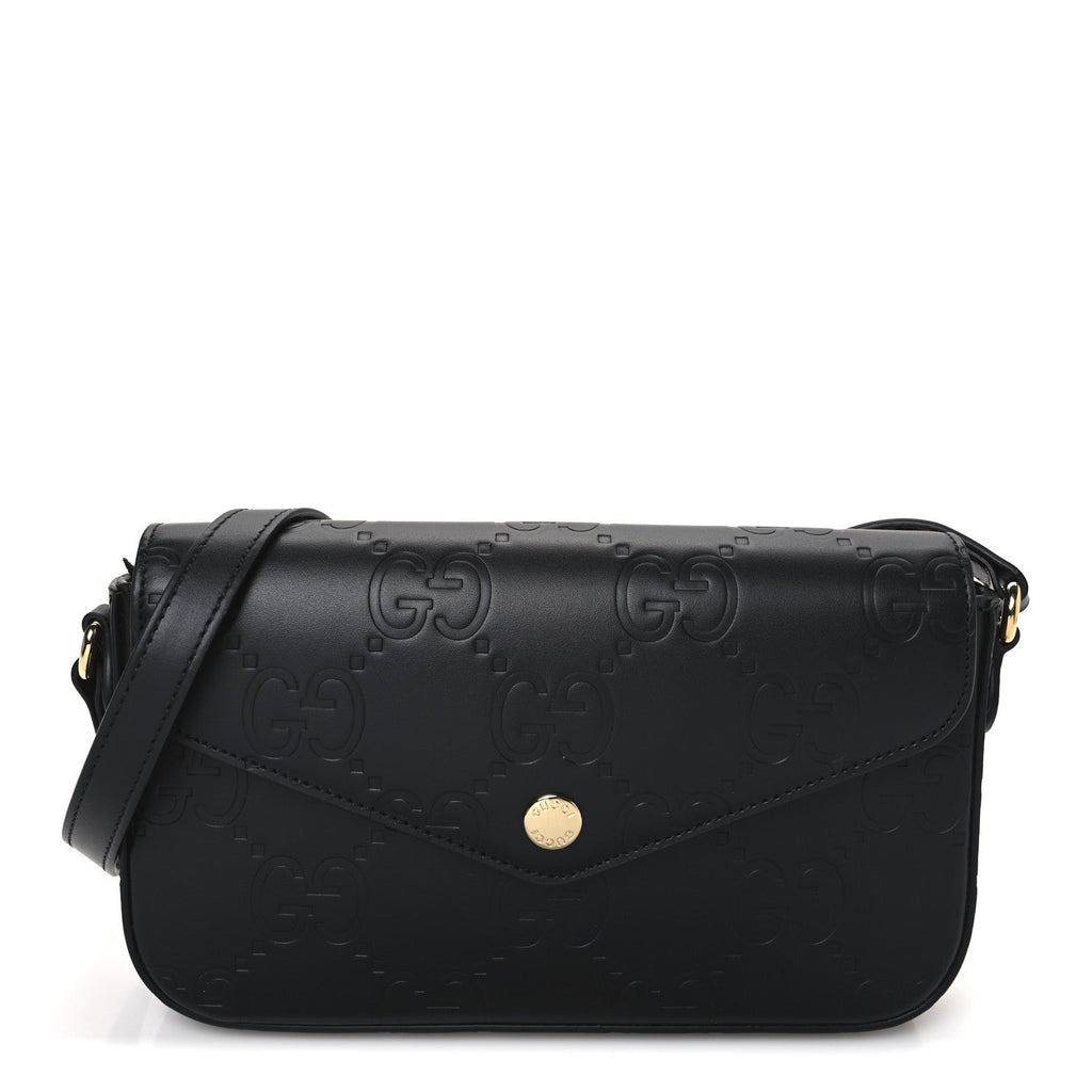 Gilbert Calfskin GG Super Mini Shoulder Bag Black