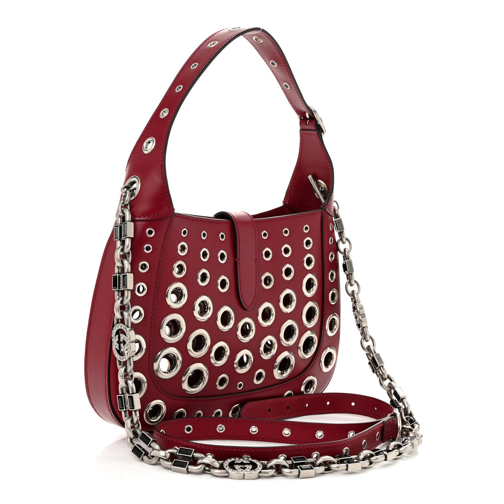 Calfskin Ha Ha Ha Jackie 1961 Eyelet Hobo Cherry Red