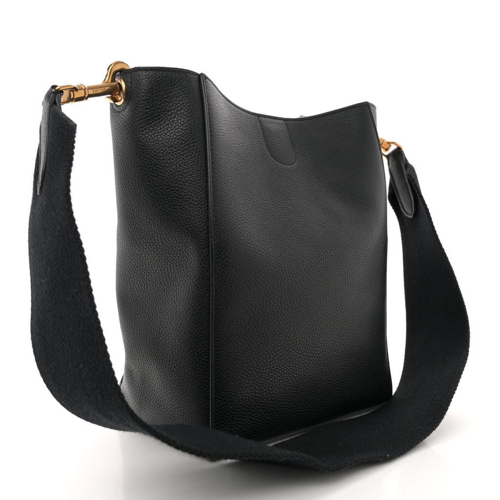 Soft Grained Calfskin Small Sangle Bucket Bag Black