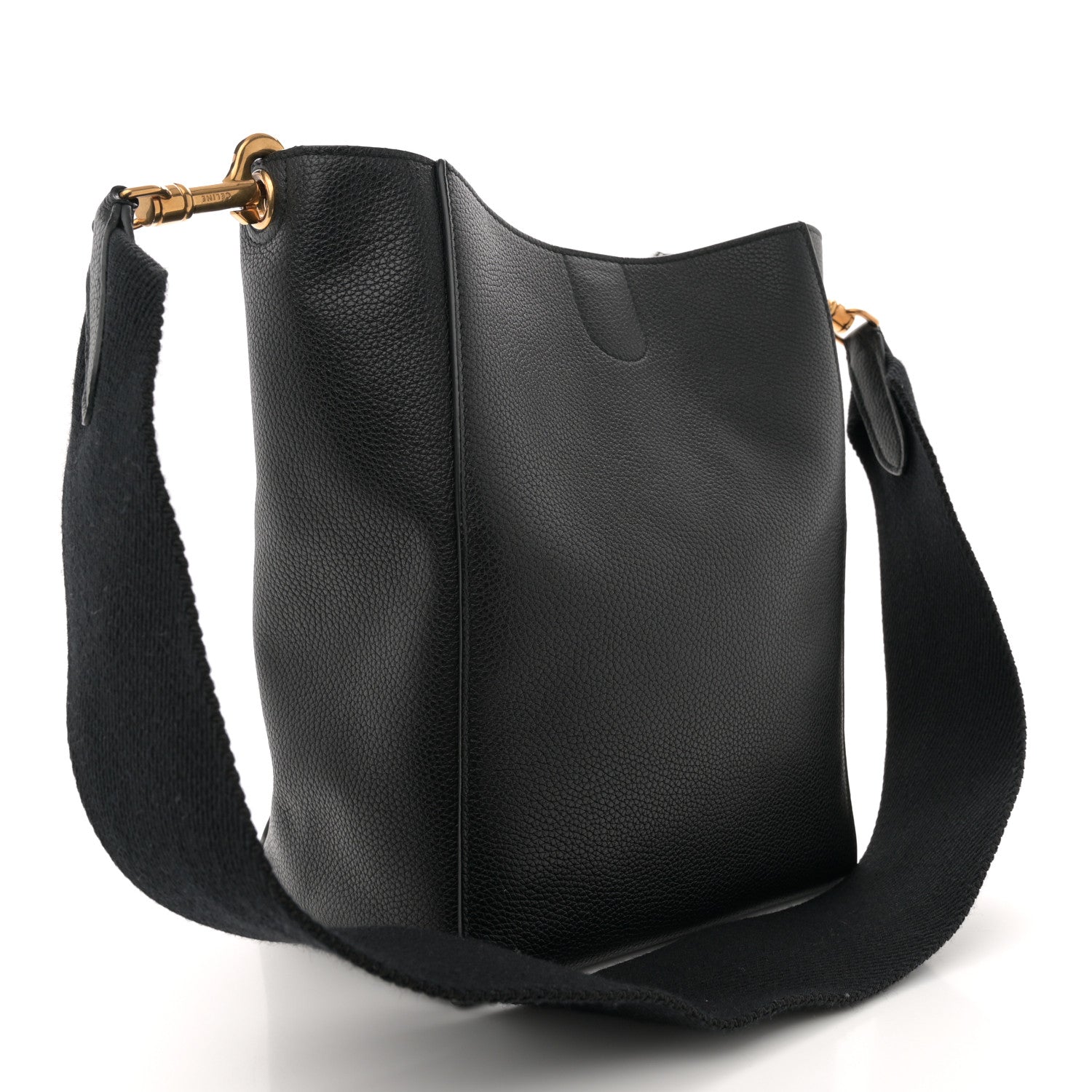 Soft Grained Calfskin Small Sangle Bucket Bag Black