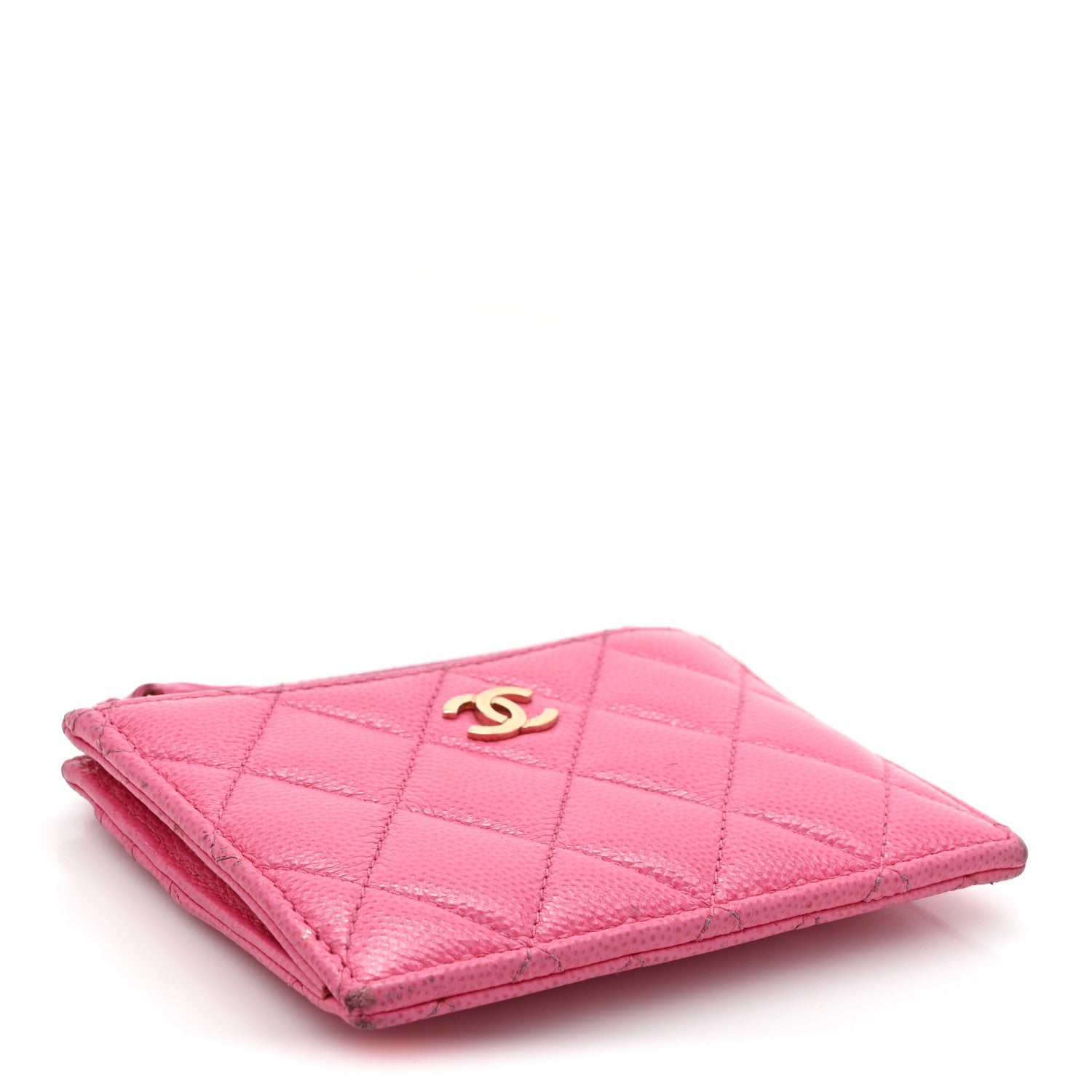 Caviar Quilted CC Zip  Holder Pink