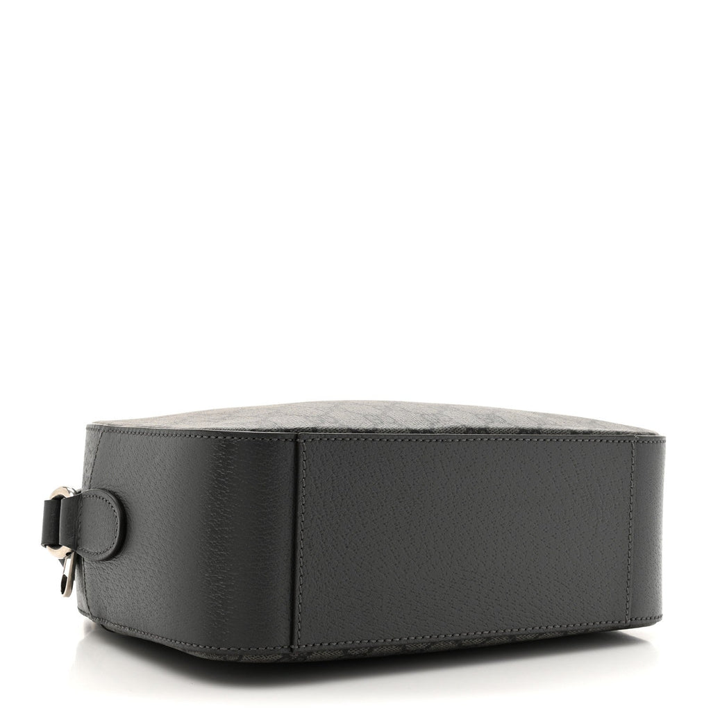 GG Supreme Monogram Textured Dollar Calfskin Ophidia Shoulder Bag Grey Black Graphite Grey