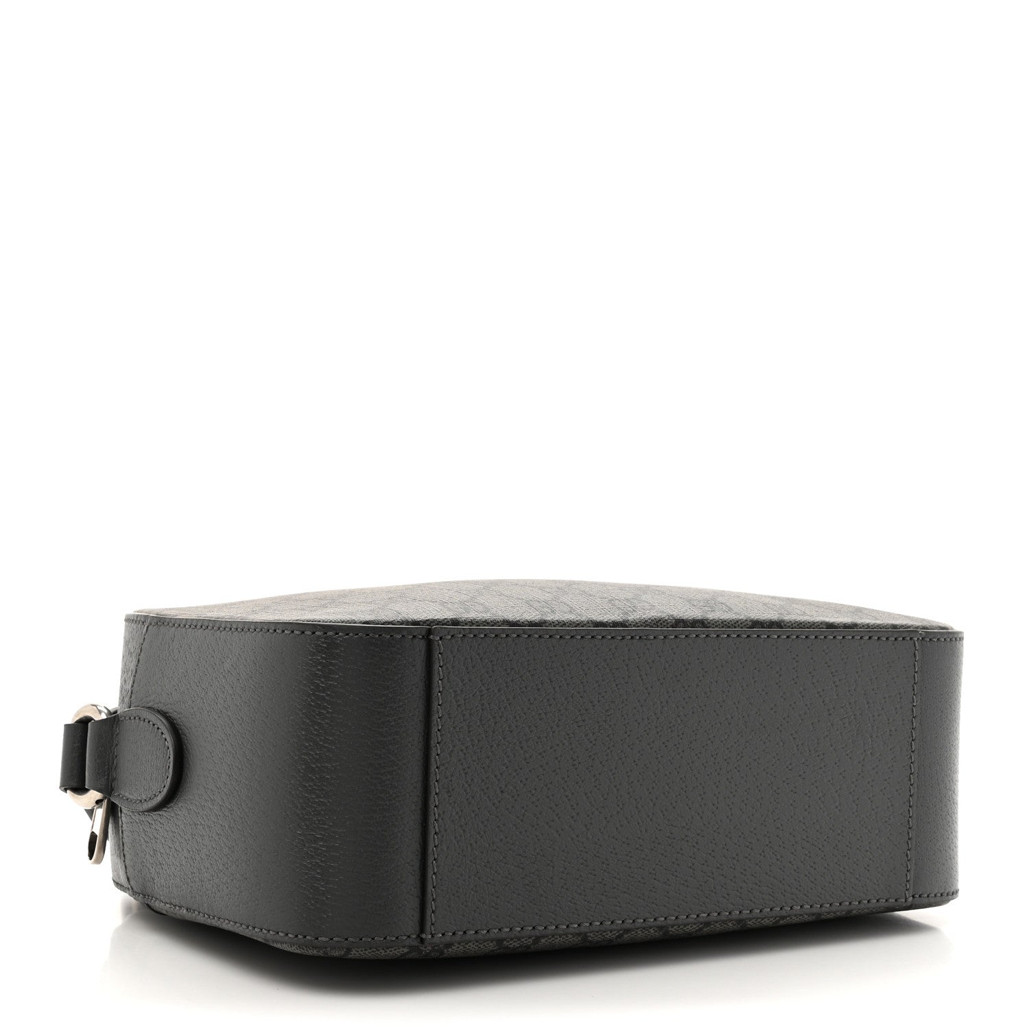 GG Supreme Monogram Textured Dollar Calfskin Ophidia Shoulder Bag Grey Black Graphite Grey